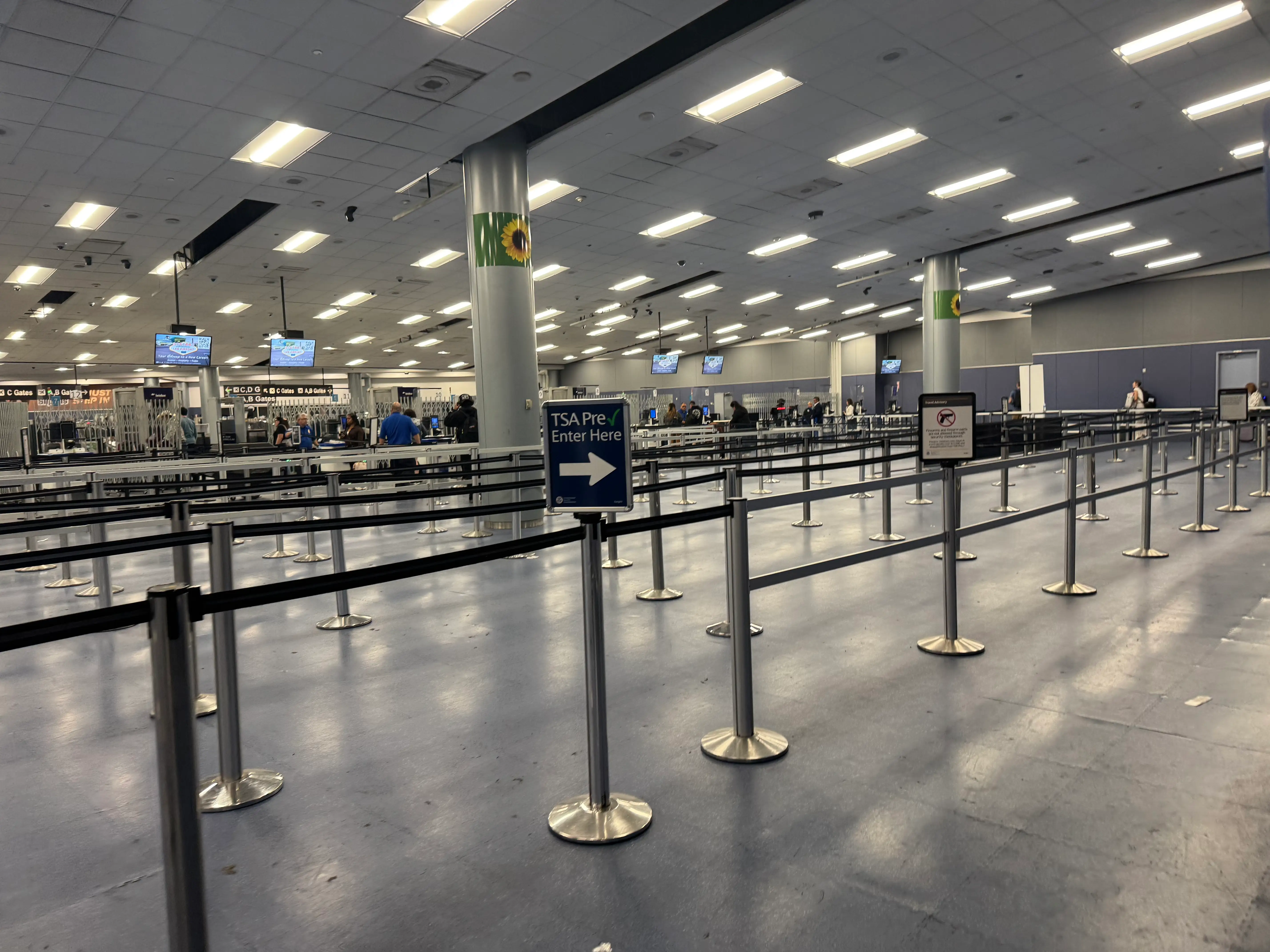 The empty TSA line at Las Vegas airport.