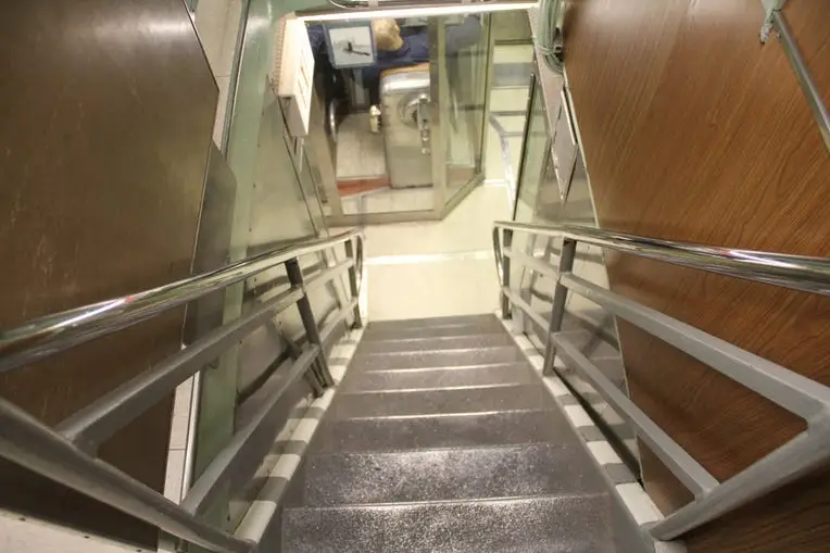 Stairs leading down to the control room on the USS Nautilus.