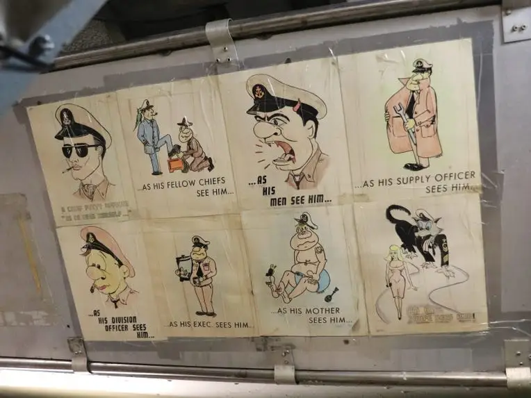 Re-created posters in the aft torpedo room of the USS Becuna.