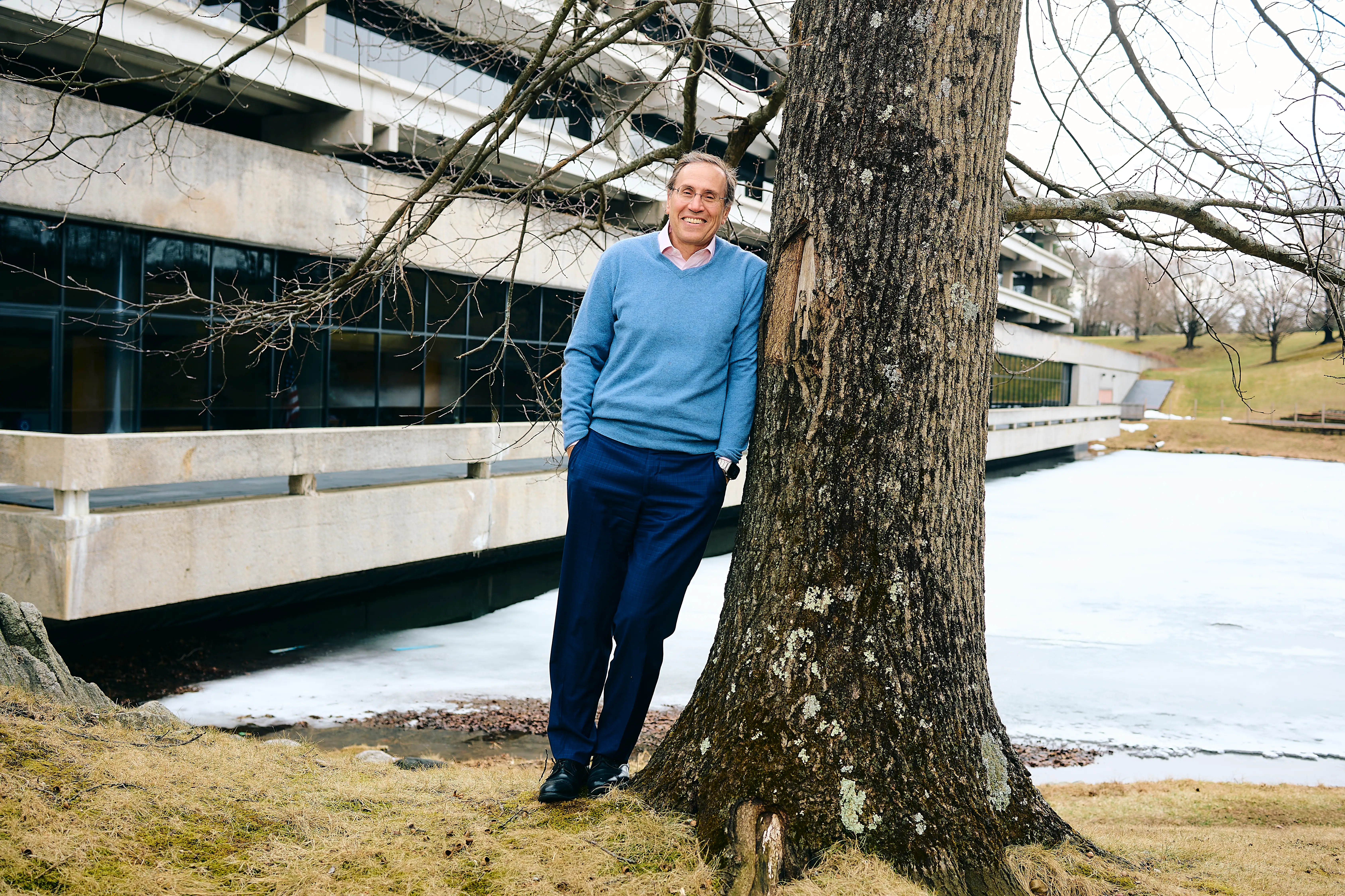 Roger outside of his office building.