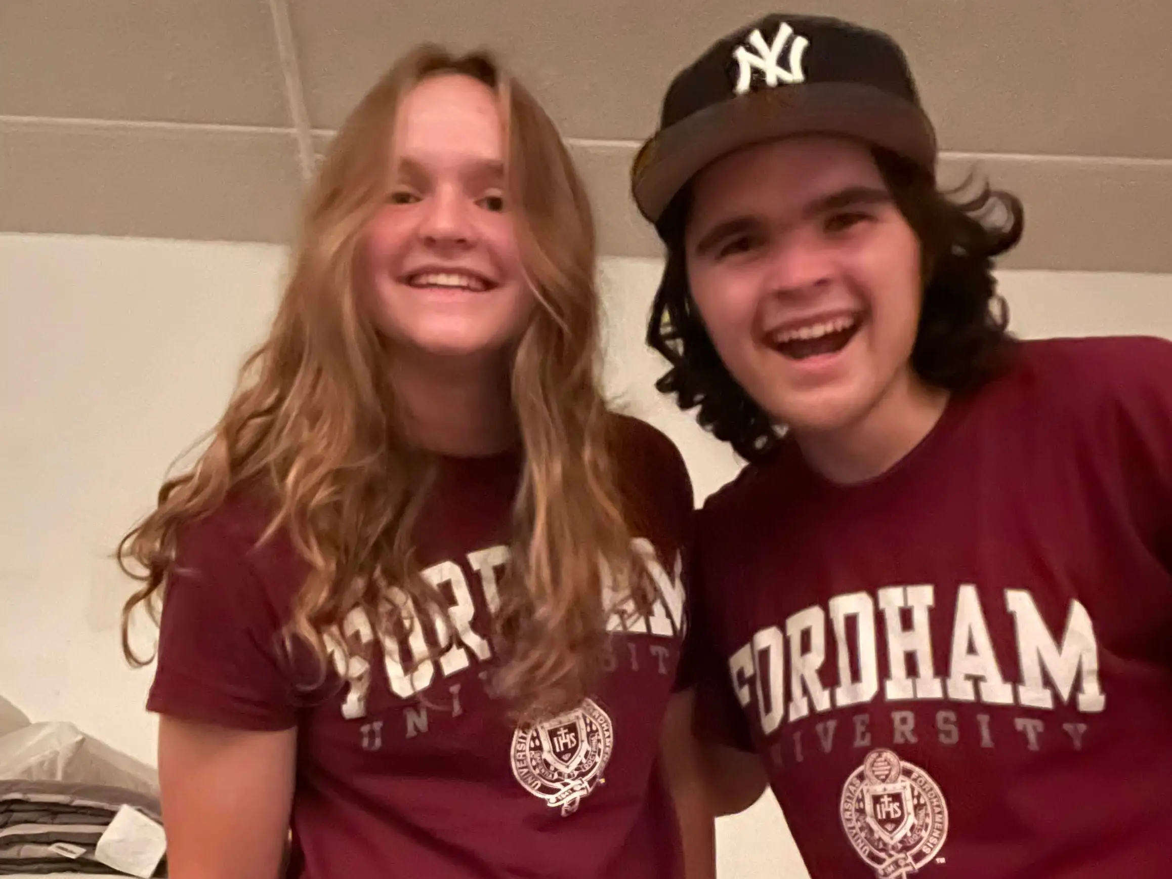 Cheryl Maguire's twins wearing fordham tshirts