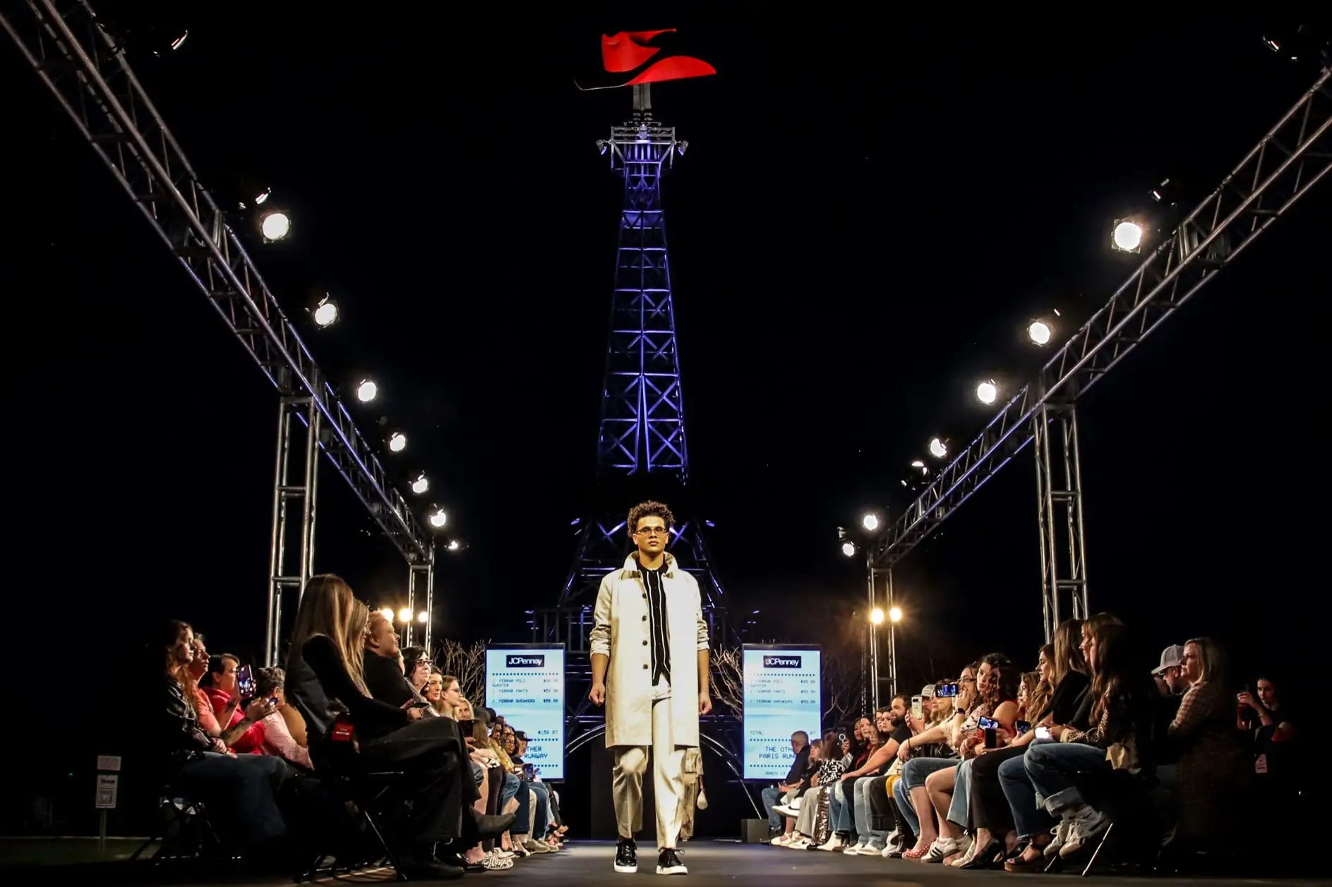 A model wears a JCPenney outfit at a fashion show in Paris, Texas.