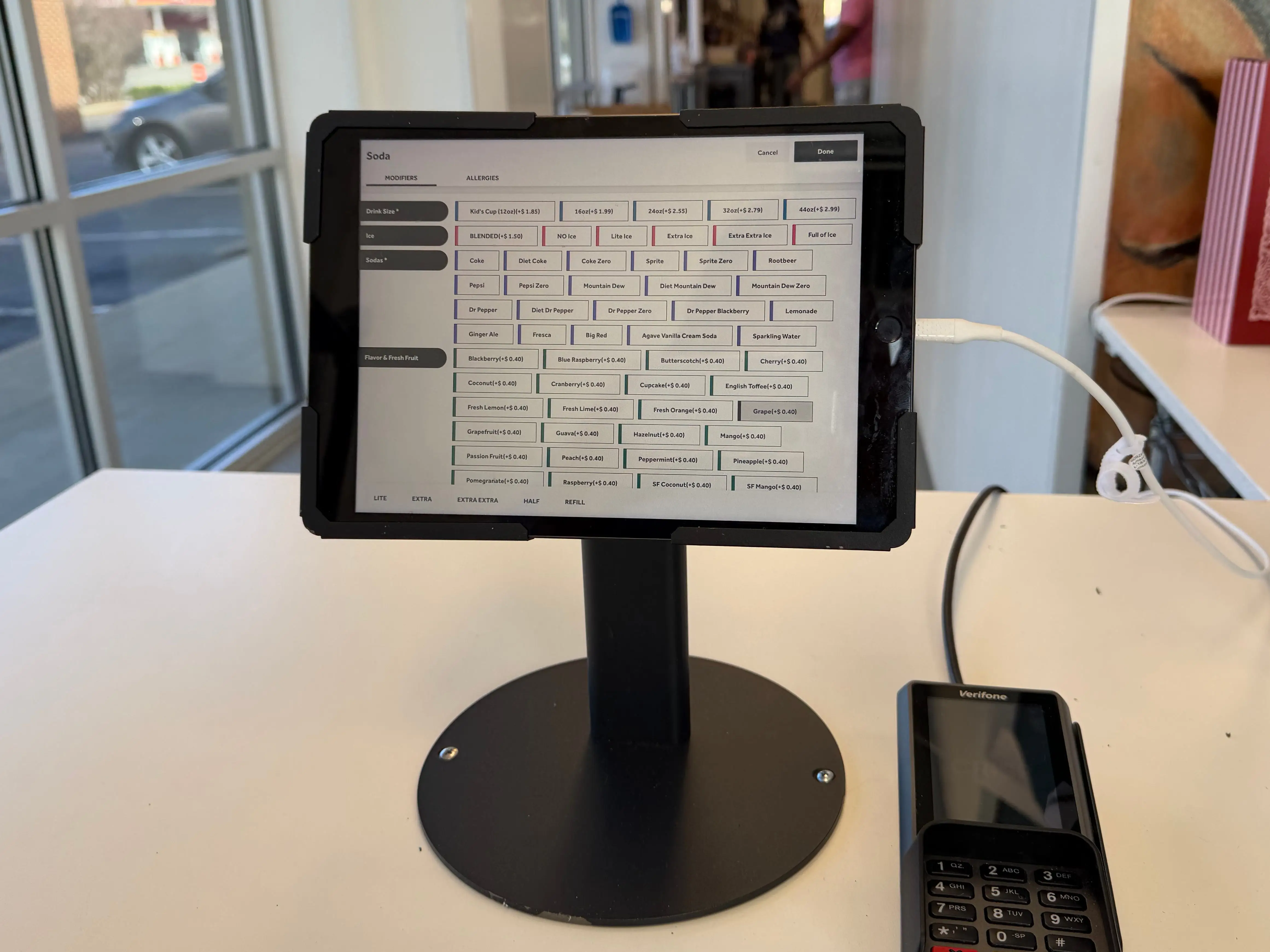 Tablet at Swig with screen customizations open on it