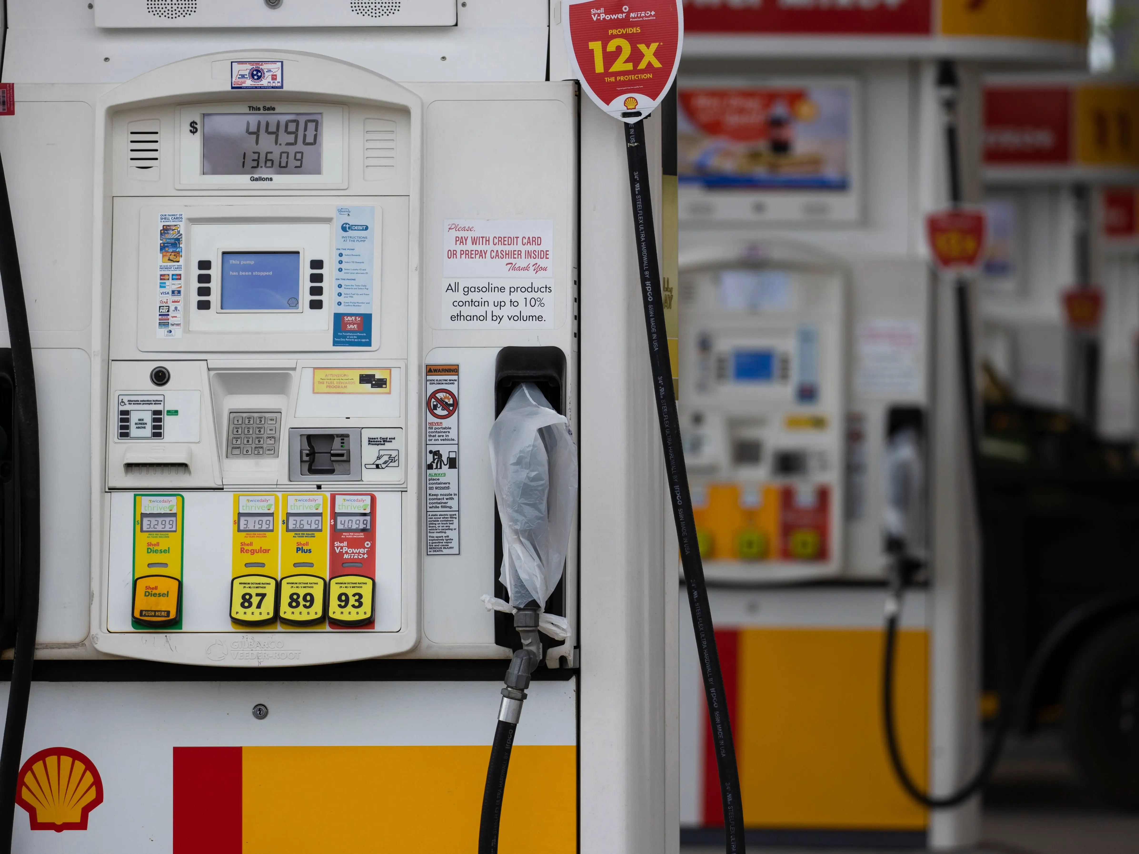 A gas pump in Nashville, Tennessee.