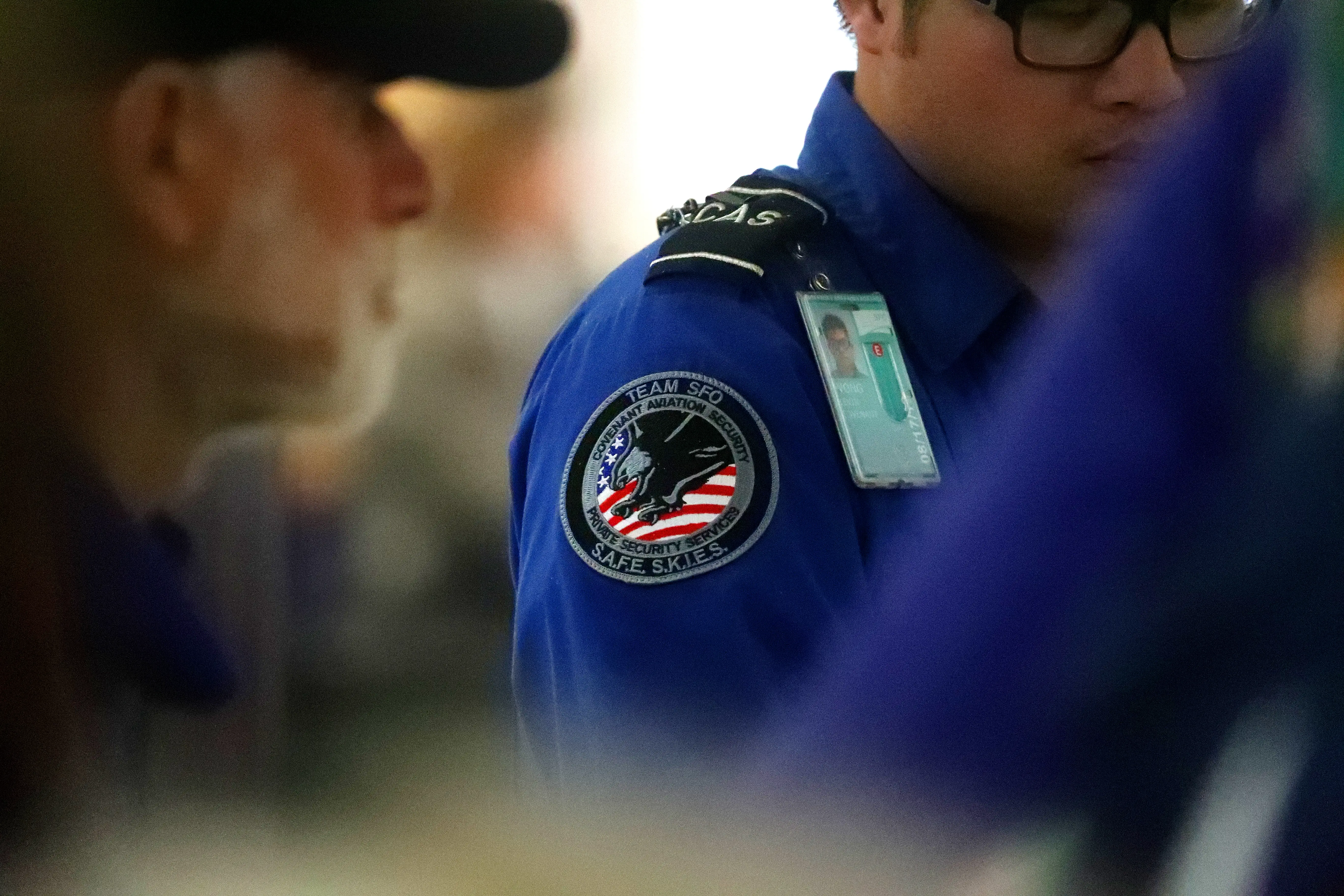 A security officer at SFO from Covenant Aviation Security.