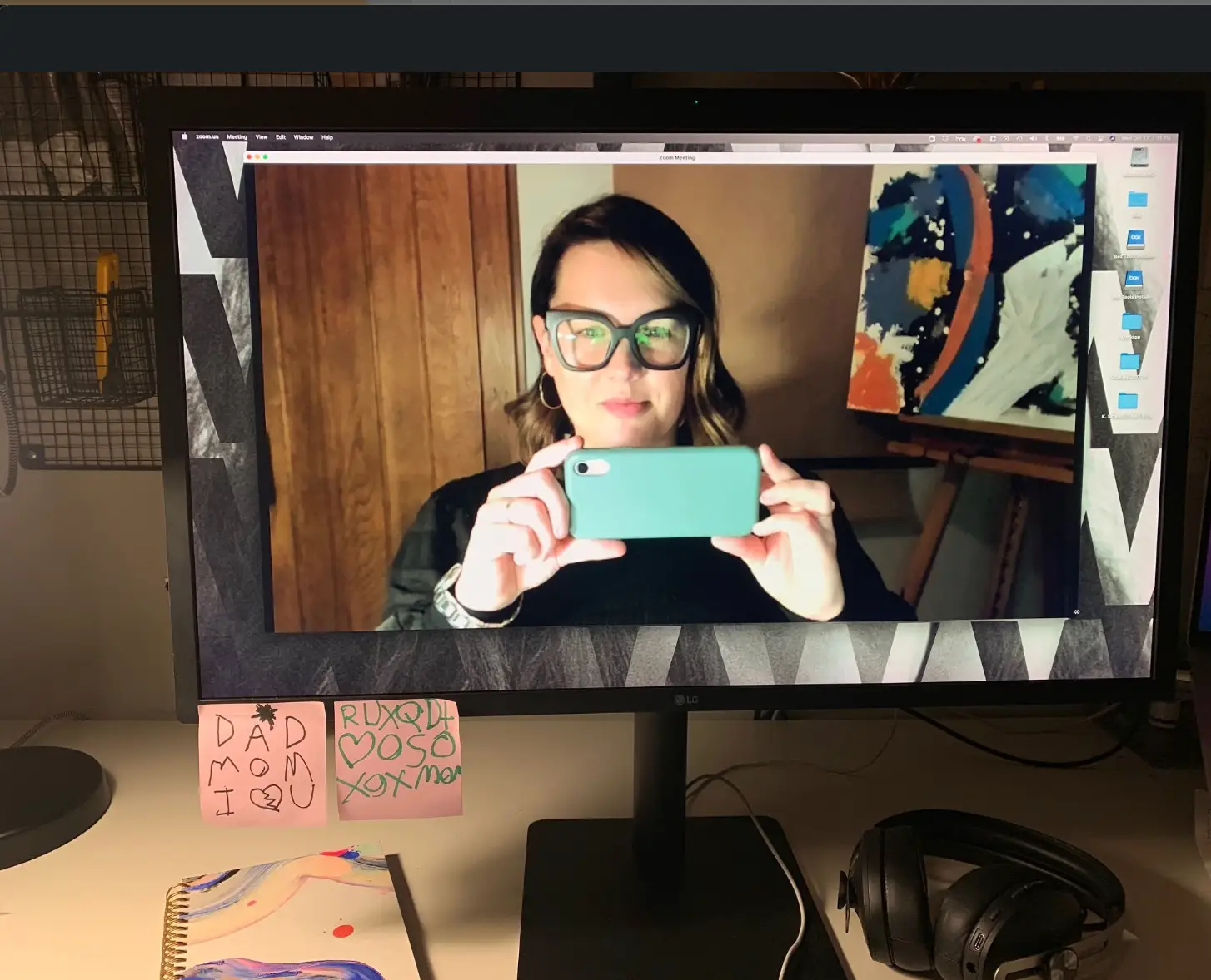 Woman on computer camera