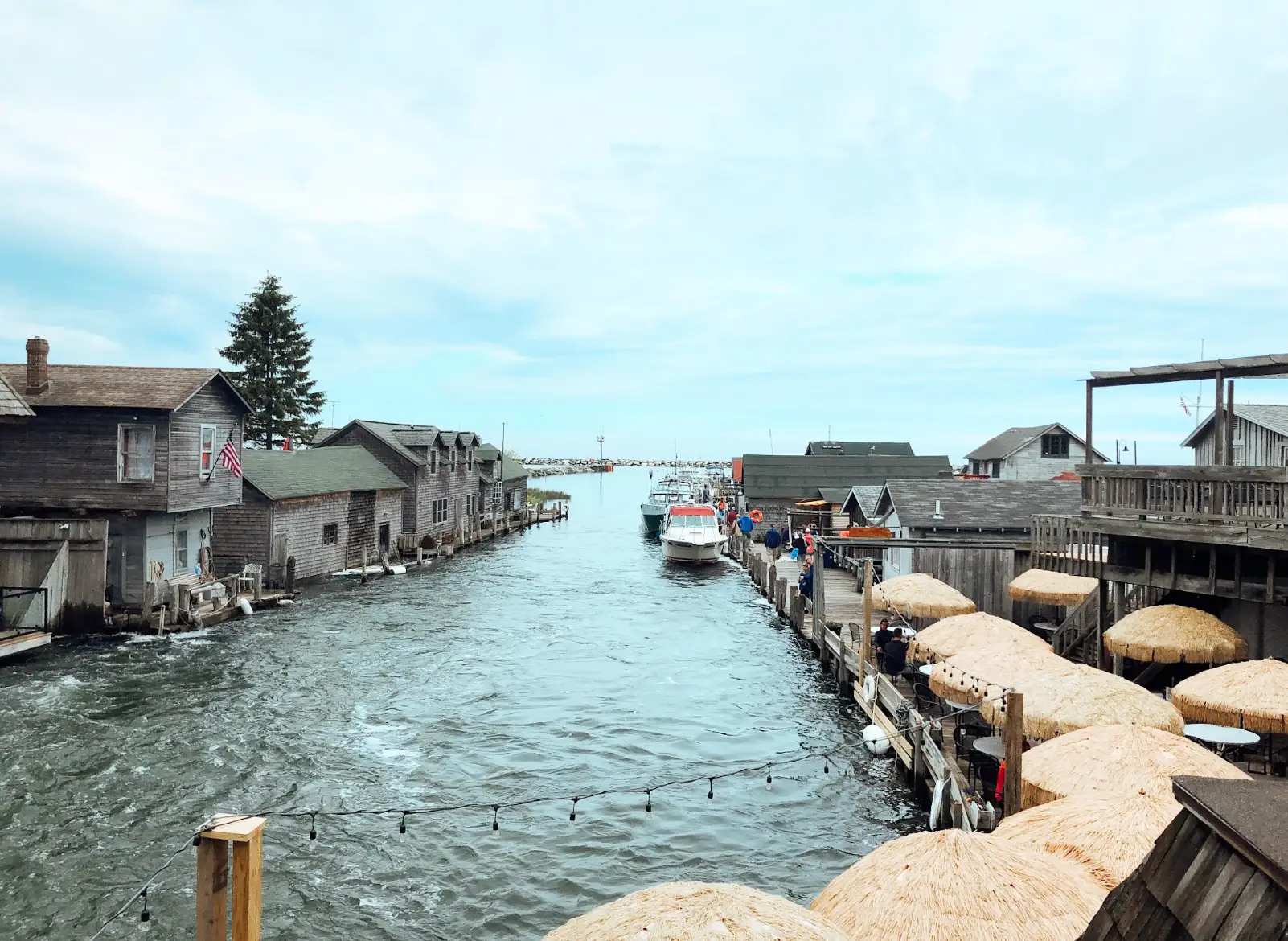 Boats docked on Mackinac Island.