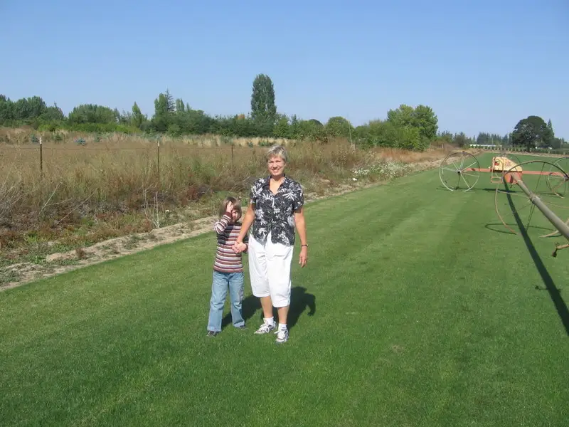 Cynthia Wall and her son on their farm in rural oregon