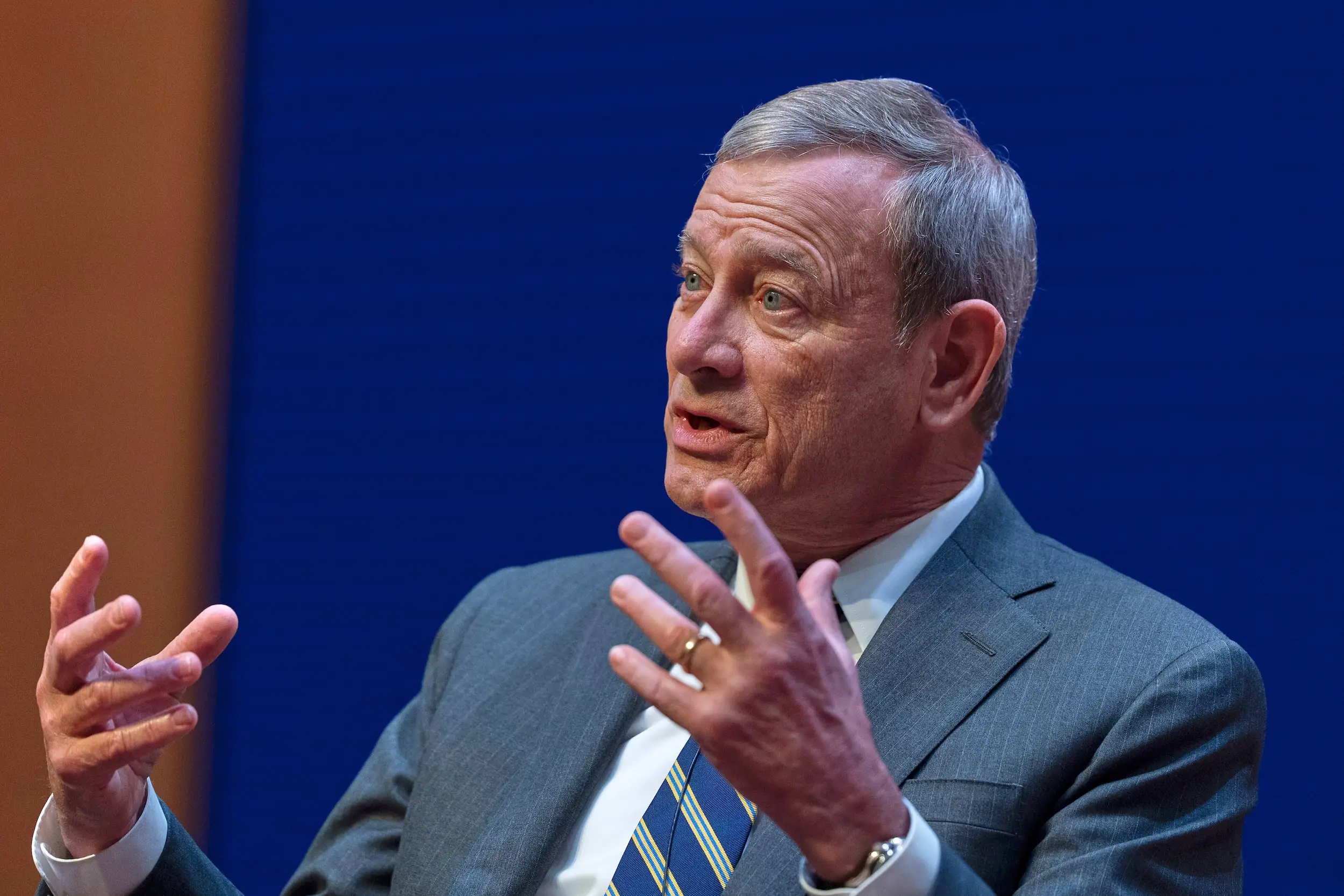 John Roberts speaks during an event at Georgetown Law School