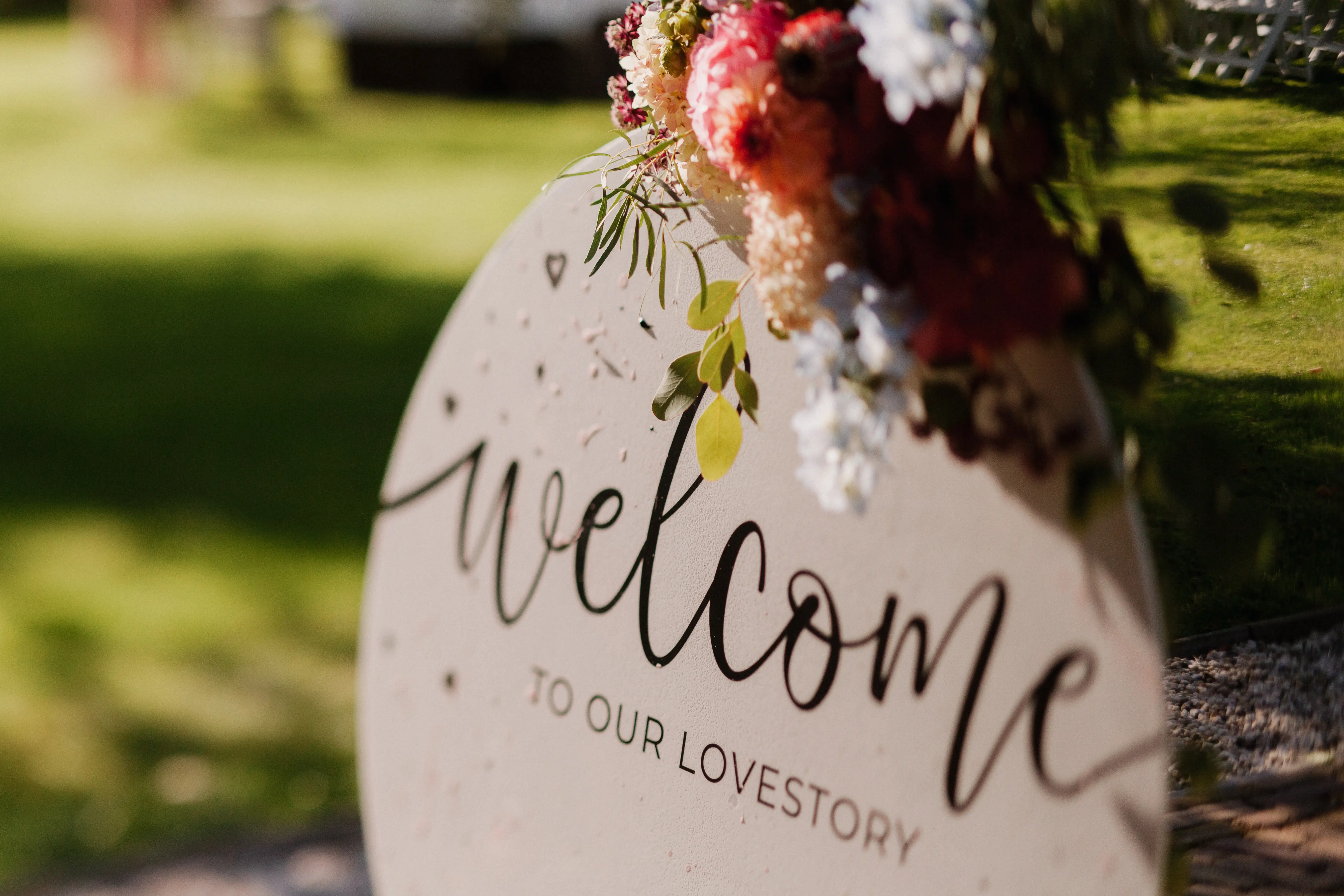 Welcome to our love story sign