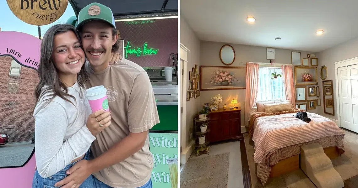A woman and her husband moved into her parents’ garage to save money while they kick-started their careers