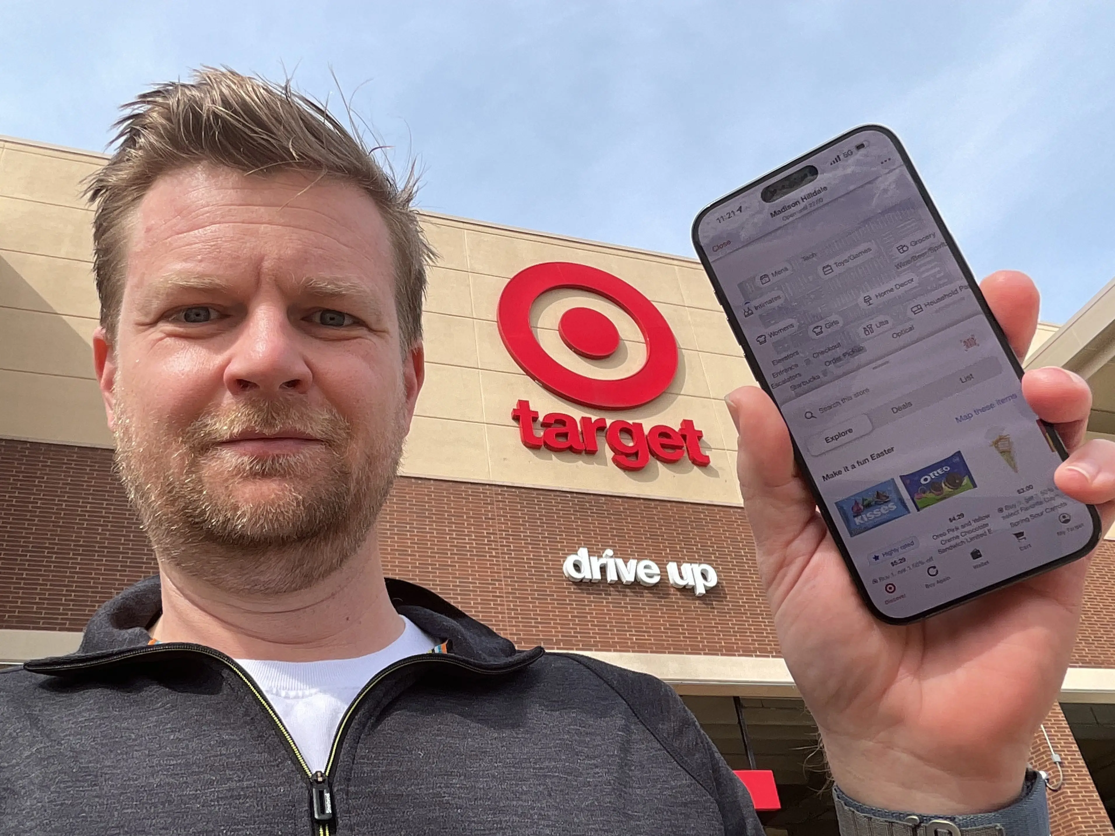 Dominick Reuter with the Target app's store mode active on an iPhone.