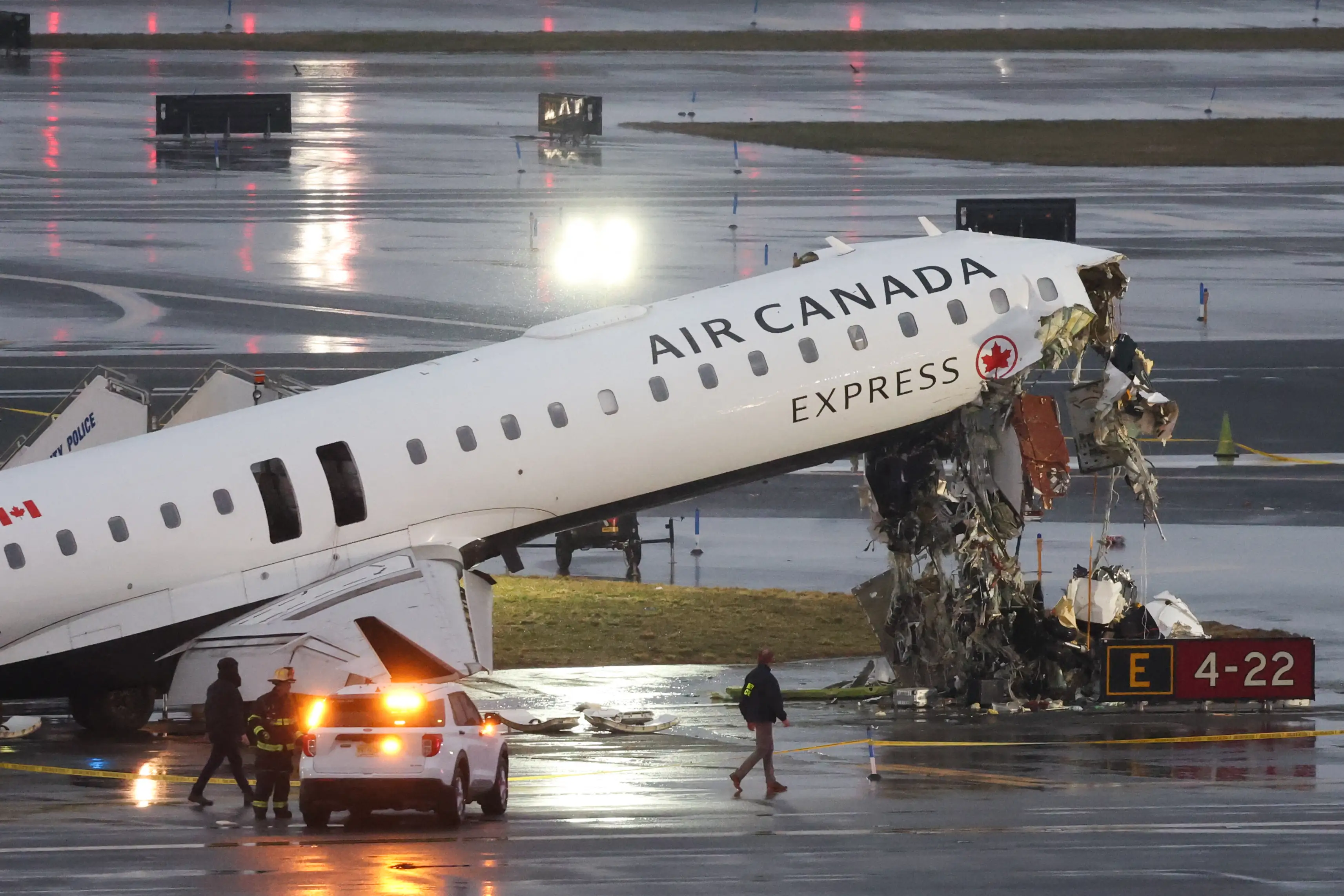 The Air Canada express plane crashed in LGA.