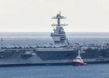 The US Navy’s most advanced aircraft carrier has pulled into port after months at sea facing combat, fire, and plumbing problems