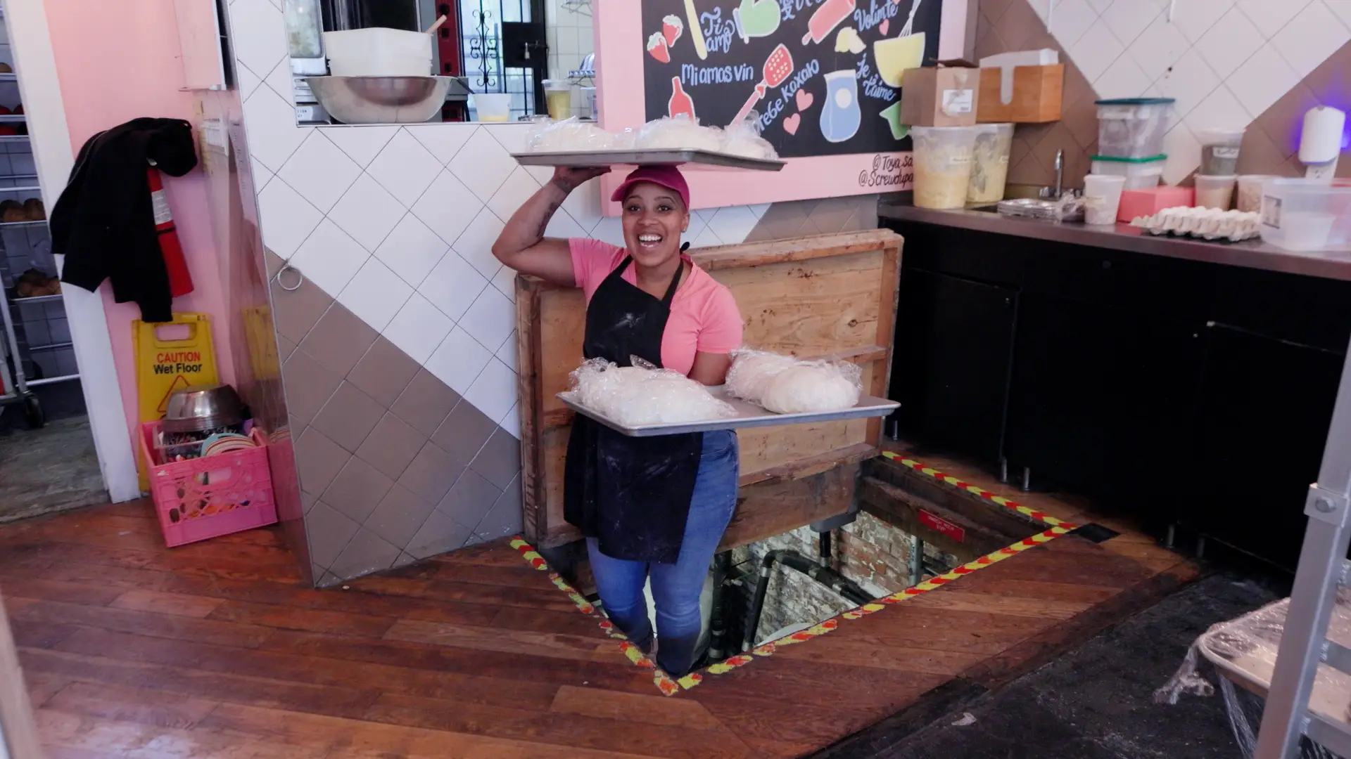 Kearsley smiling in her bakery.
