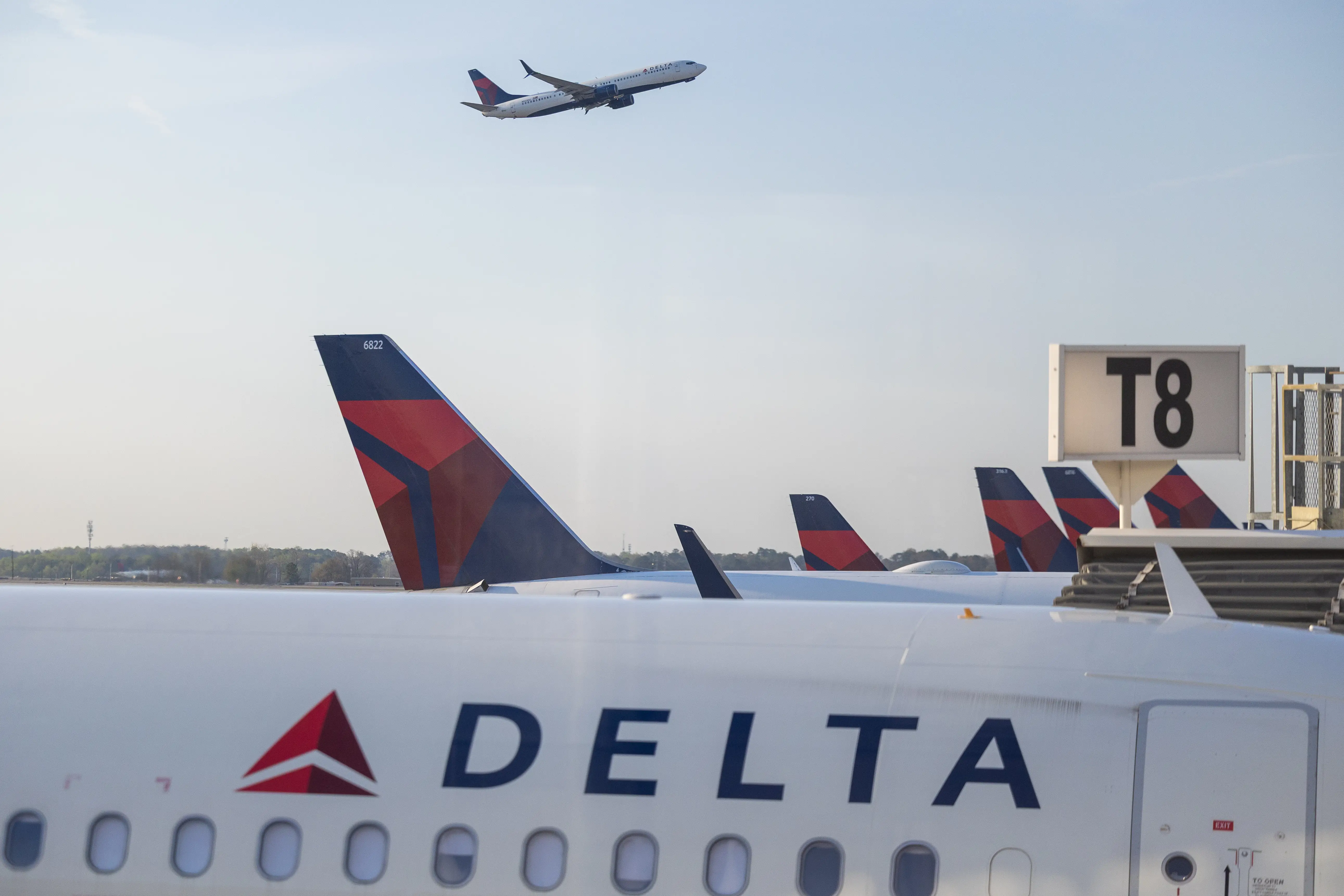 Delta Airlines planes are seen at Hartsfield-Jackson Atlanta International Airport in Atlanta, Georgia on March 23, 2026. (Photo by Nathan Posner/Anadolu via Getty Images)