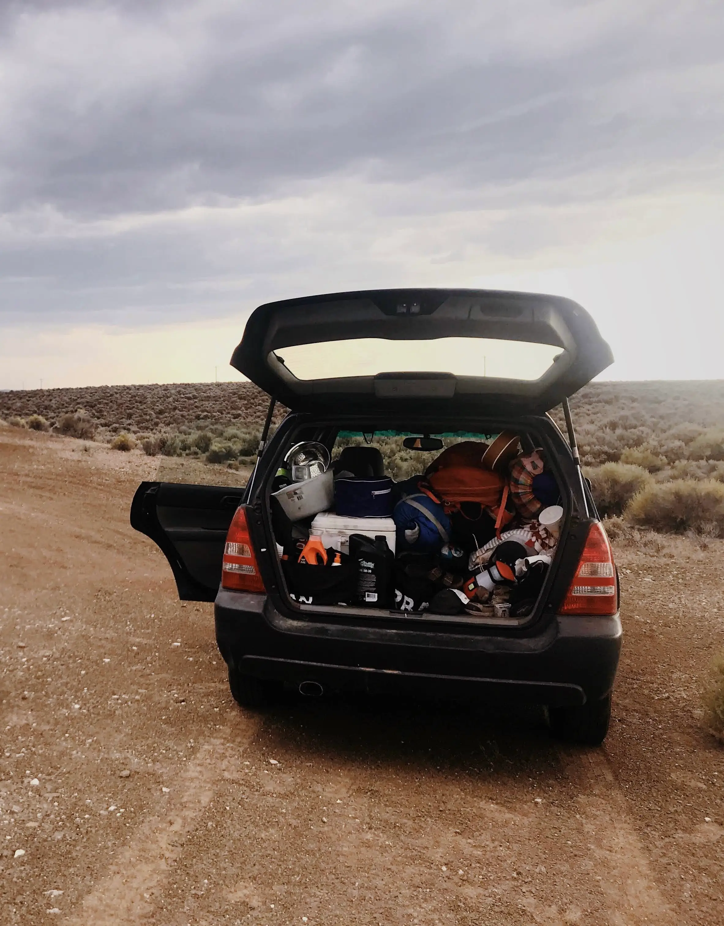 Kit Huffman's car filled with all her belongings