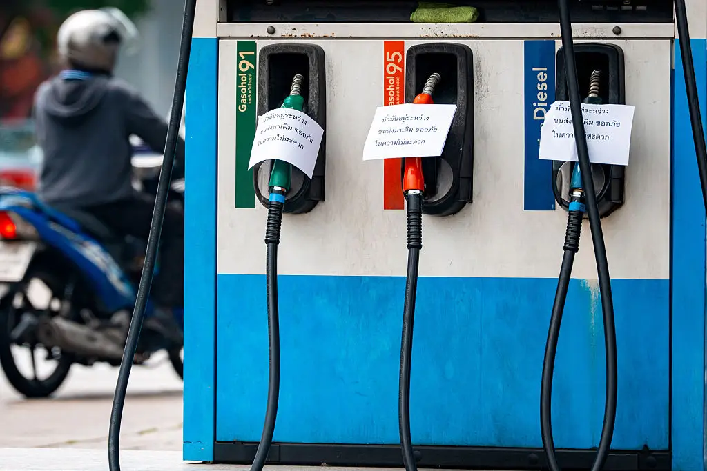 Empty signs on gas pumps in Thailand.