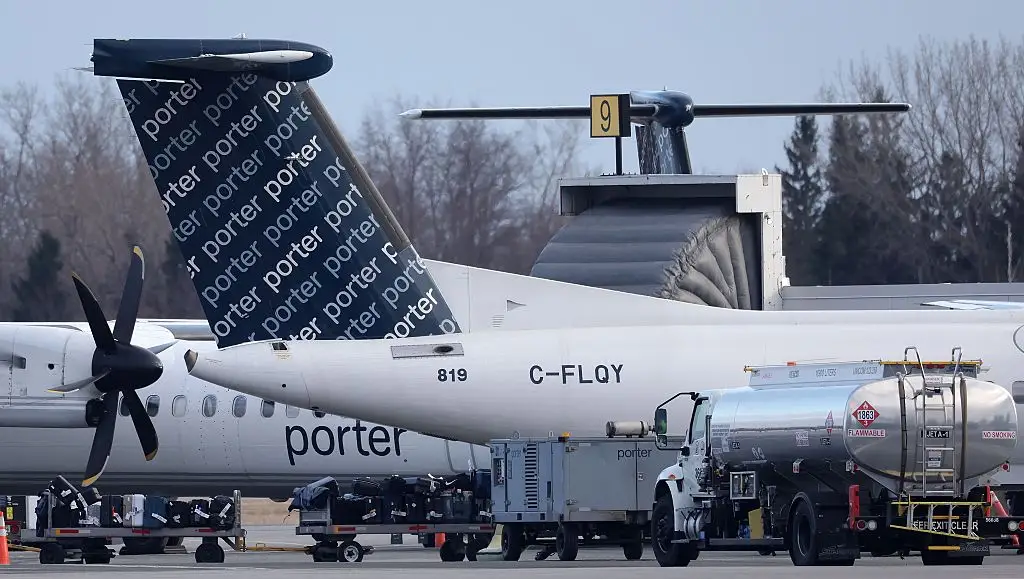 Porter Airlines planes at an airport.