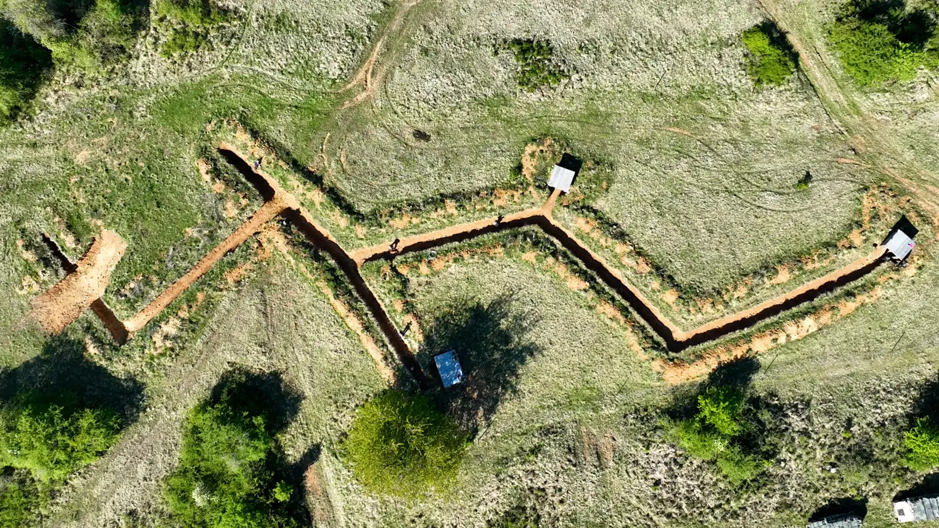 Aerial shot of trenches in US Army Garrison Bavaria.
