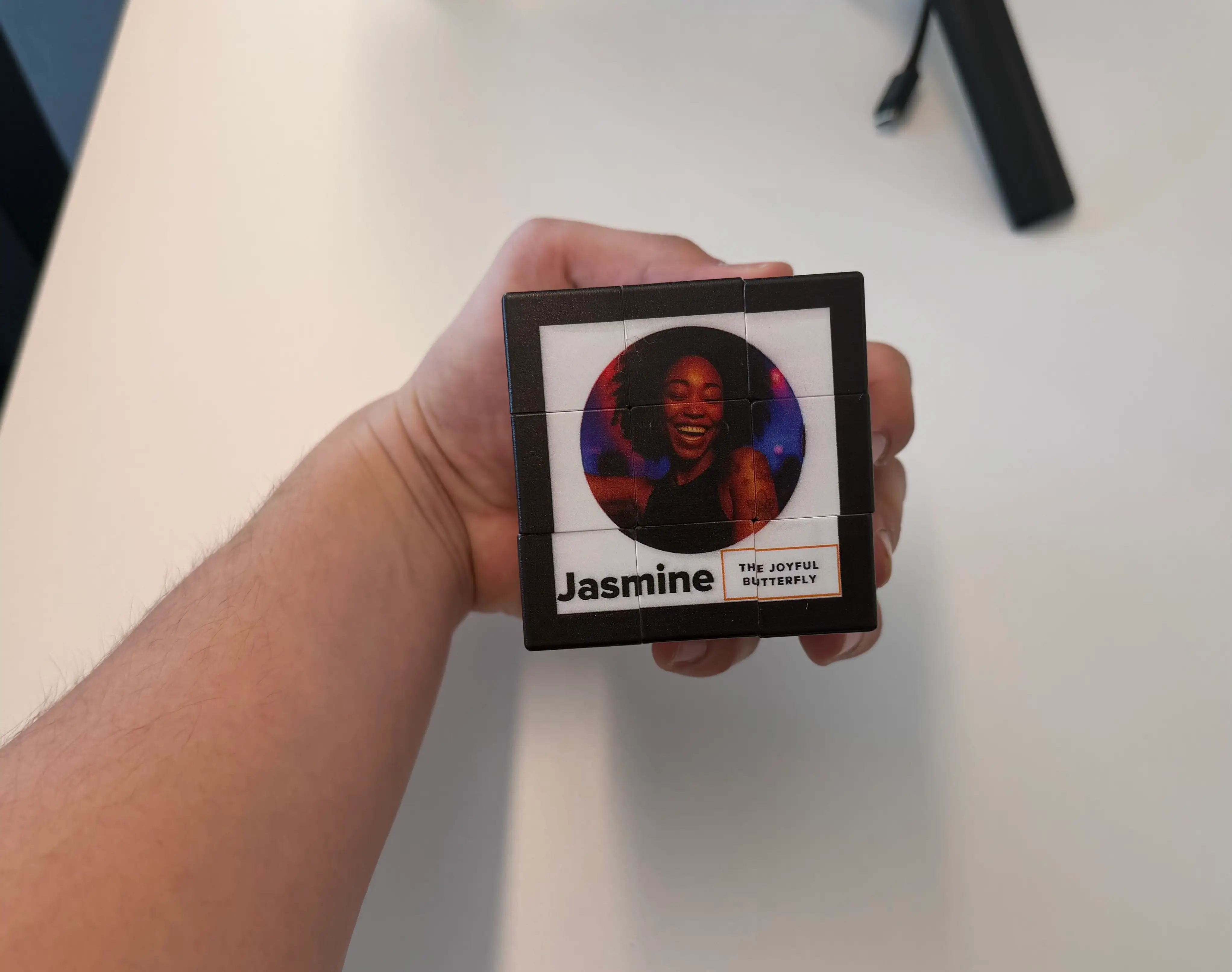 A Tinder Rubik's Cube is pictured at the Match Group office.