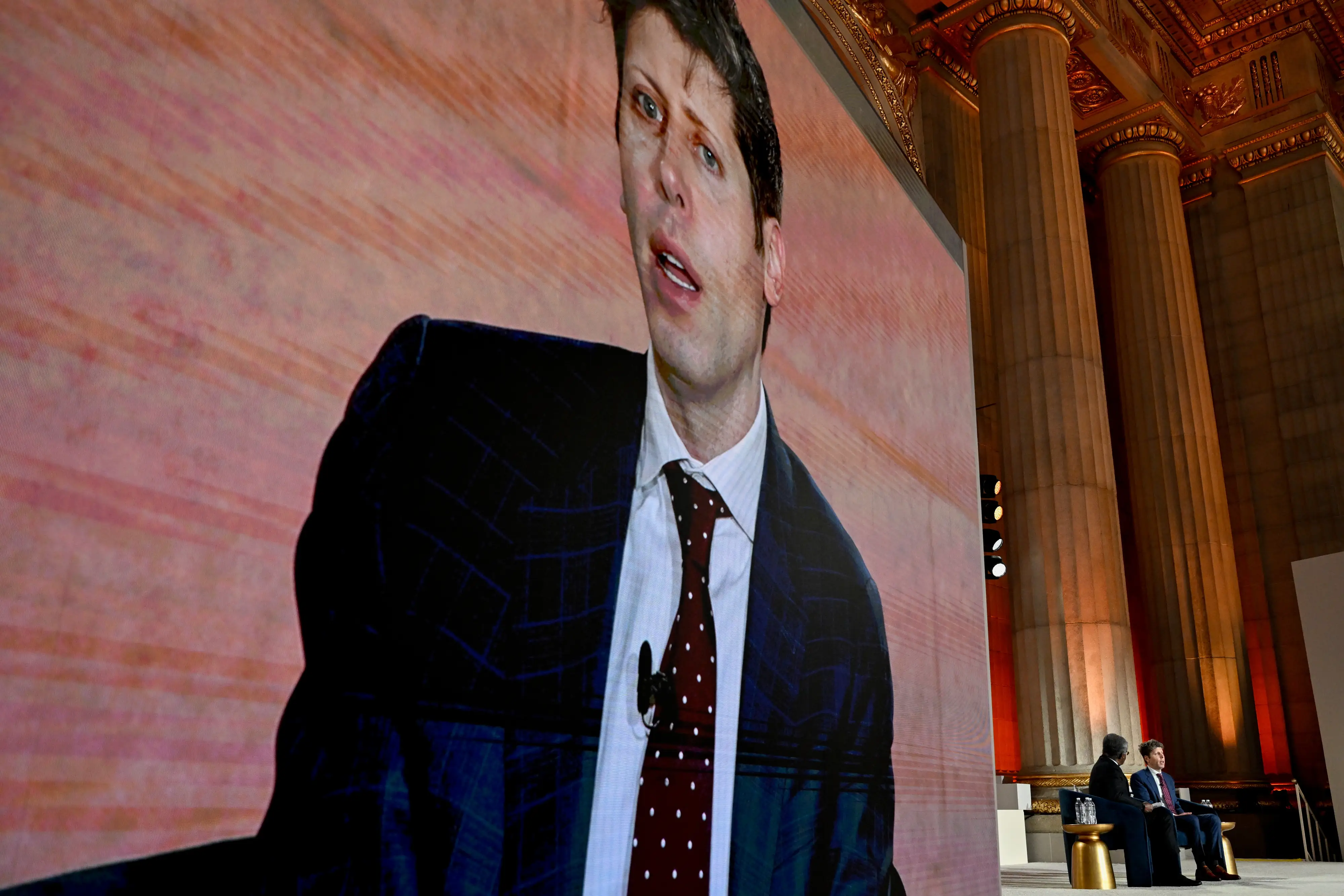 OpenAI CEO Sam Altman speaks at an event hosted by  BlackRock in Washington, DC, March 2026