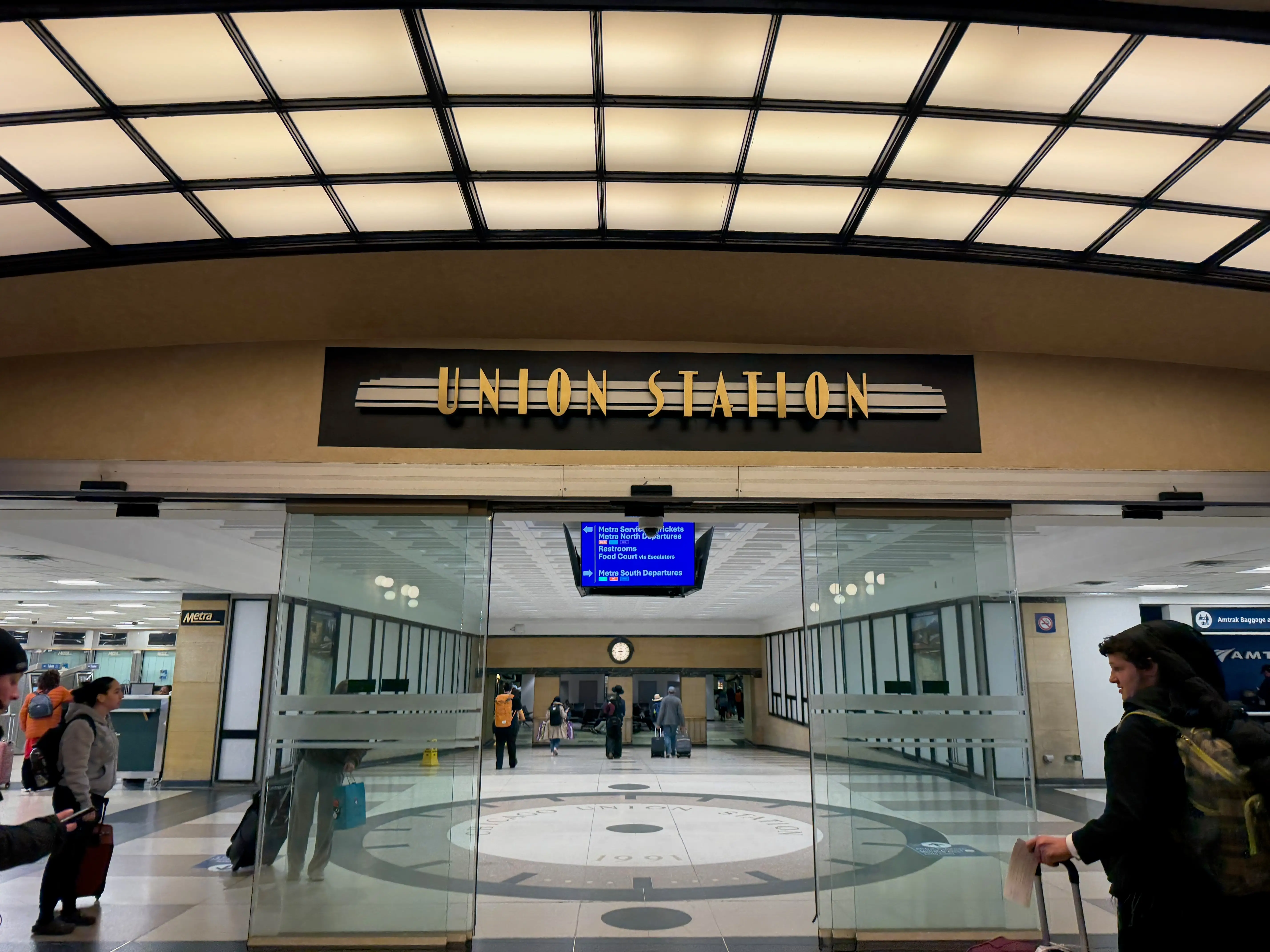 Inside Chicago Union Station for Amtrak travel.
