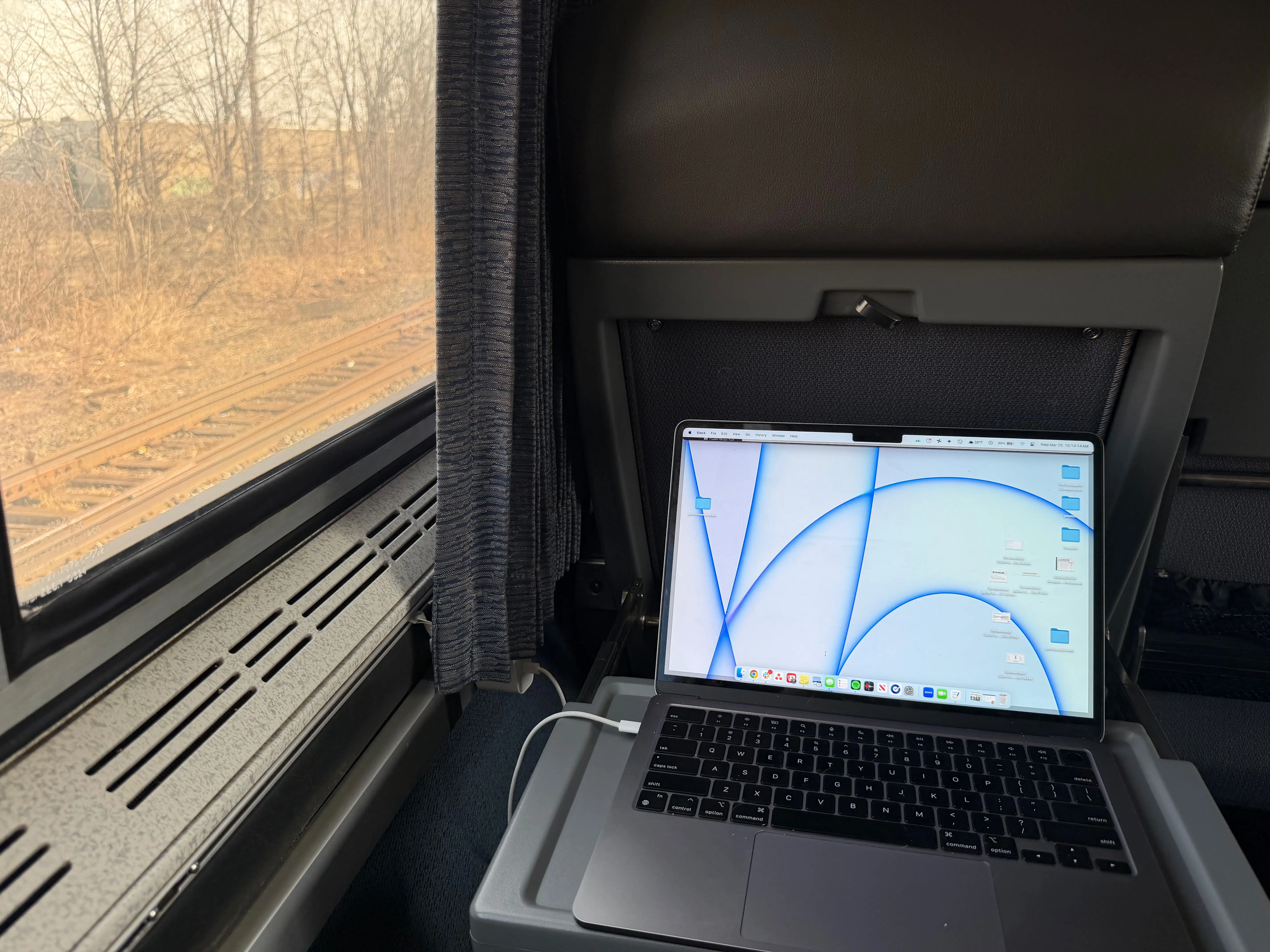 Working remote from Amtrak coach seat.