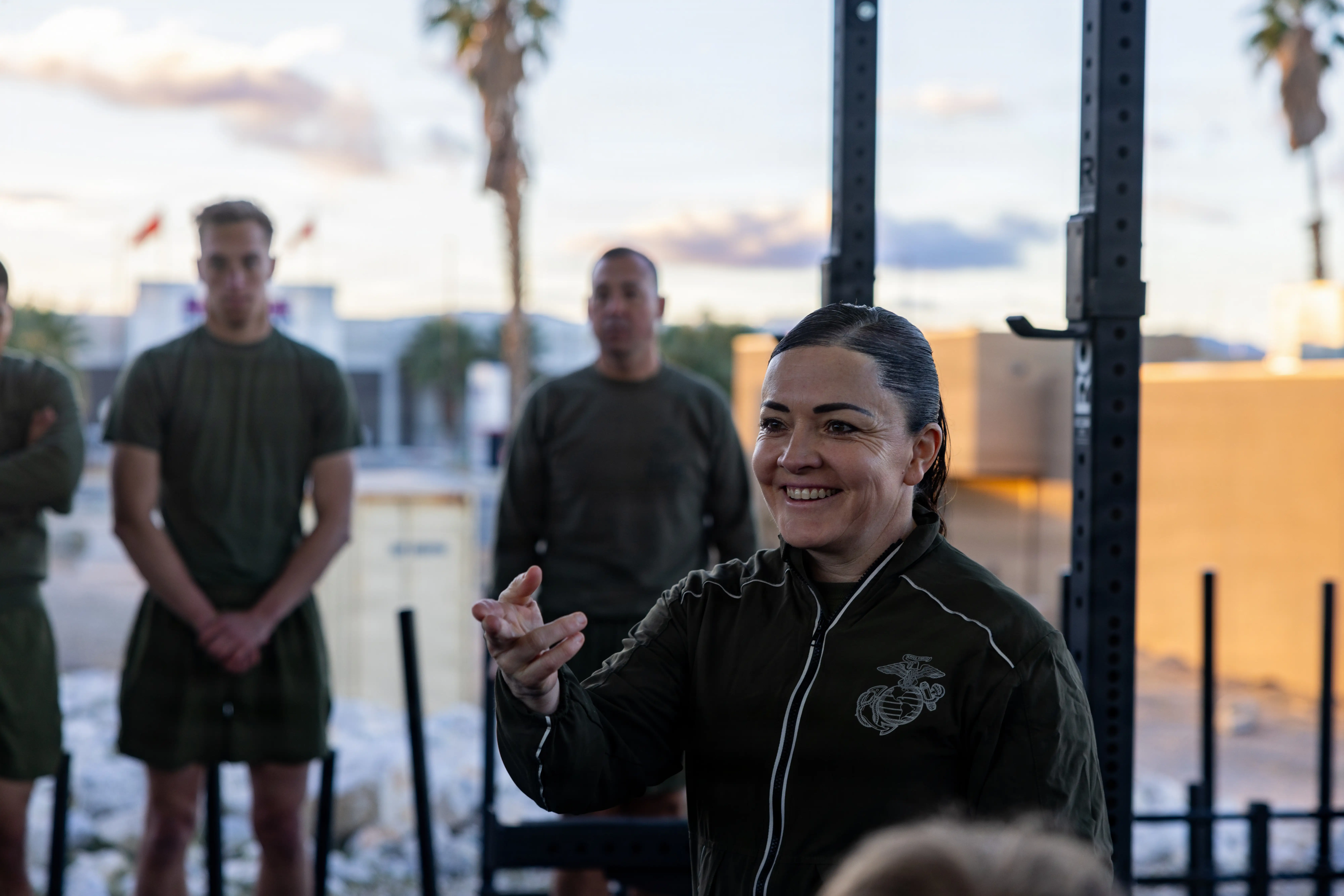 Colonel Misty Posey leads a pull-up workshop at Twentynine Palms, California, Feb. 17, 2026.