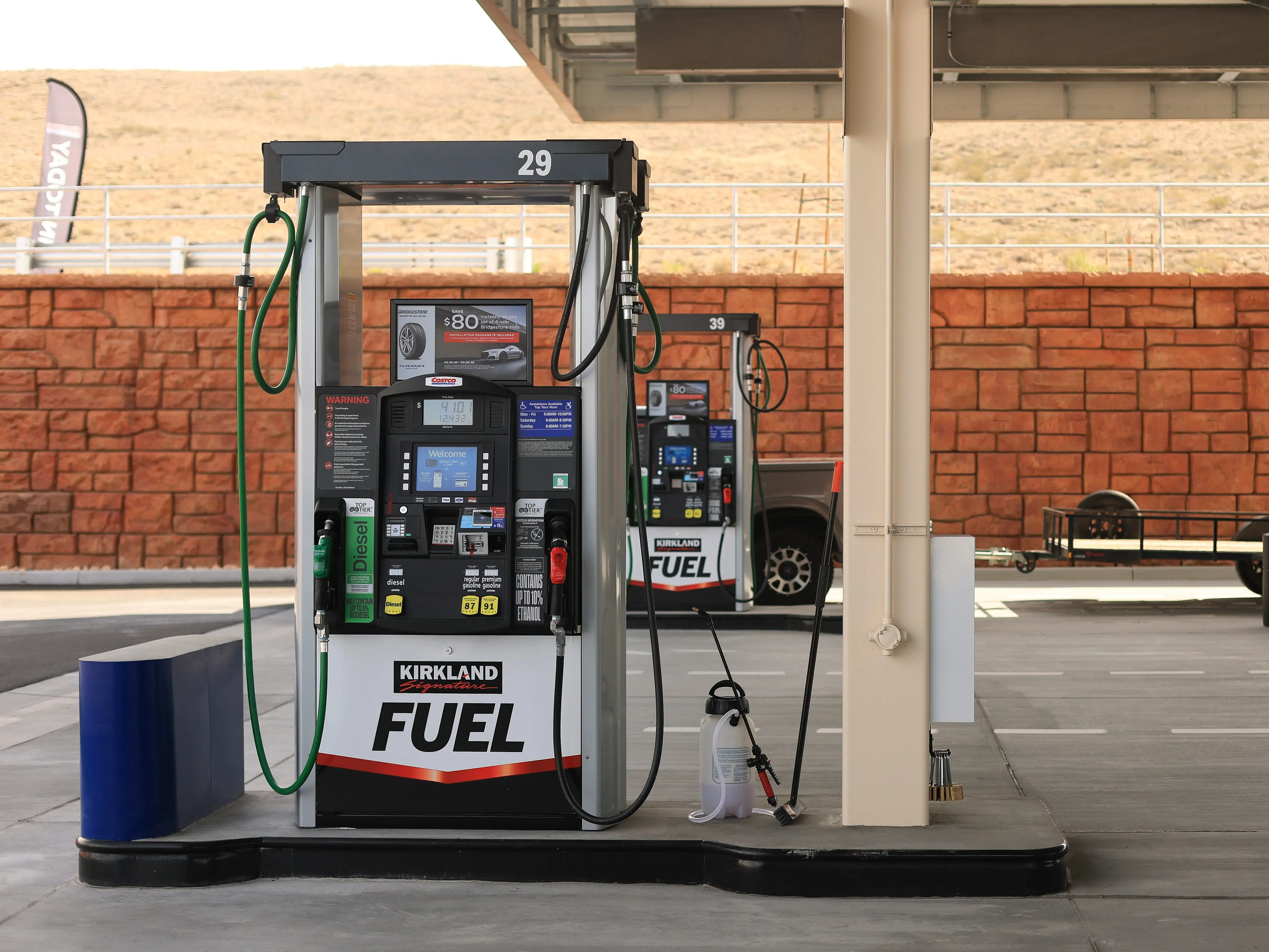 A general view of a fuel pump at a Costco gas station in Spanish Fork, Utah, on March 10, 2026.