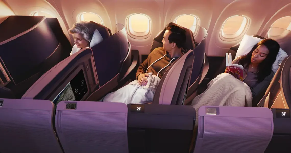 United is debuting an ultra-premium long-haul Airbus jet. It has sliding doors and a walk-up snack bar — see inside.