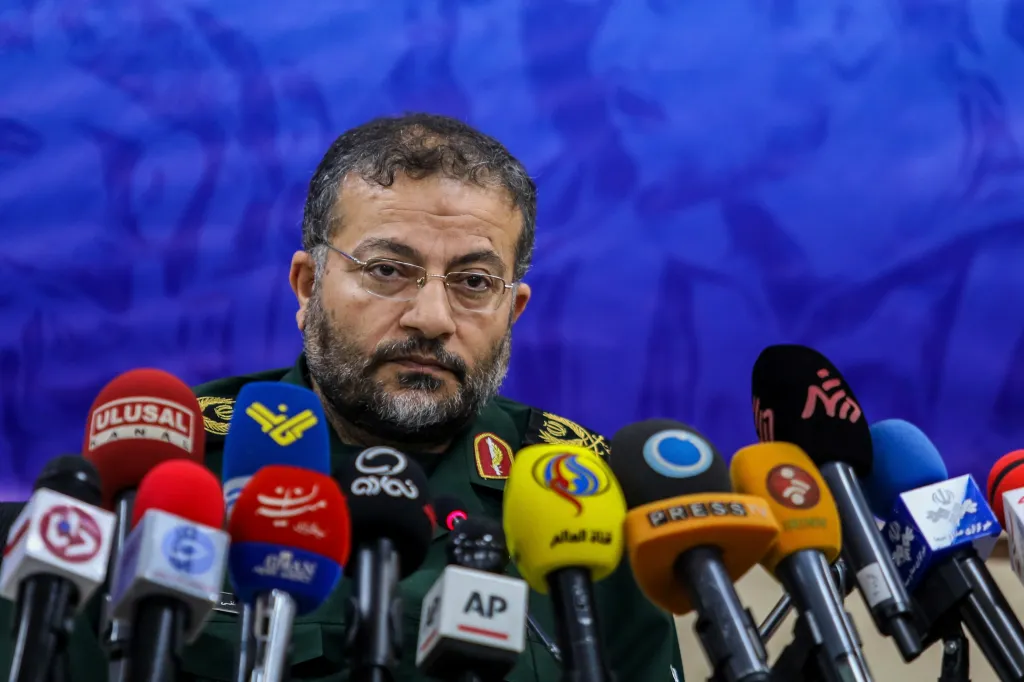Gholam Reza Soleimani speaking at a press conference.