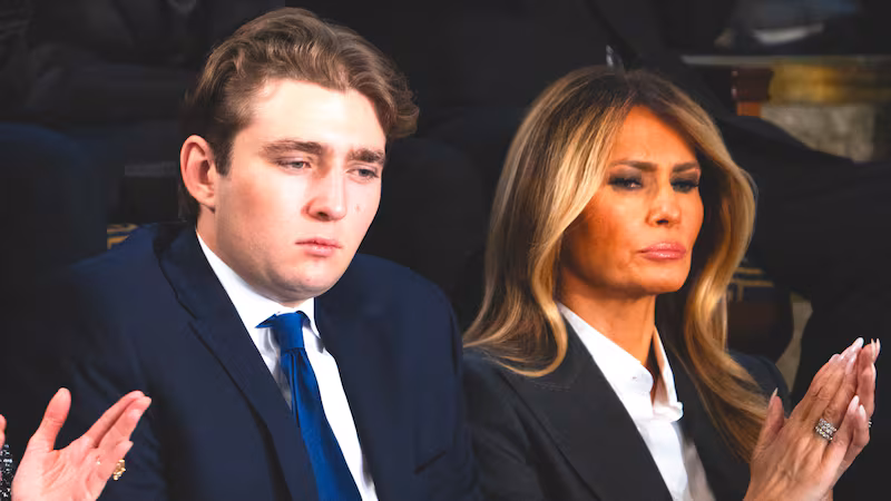 Barron Trump and his mother First Lady Melania Trump attend President Donald Trump’s State of the Union address