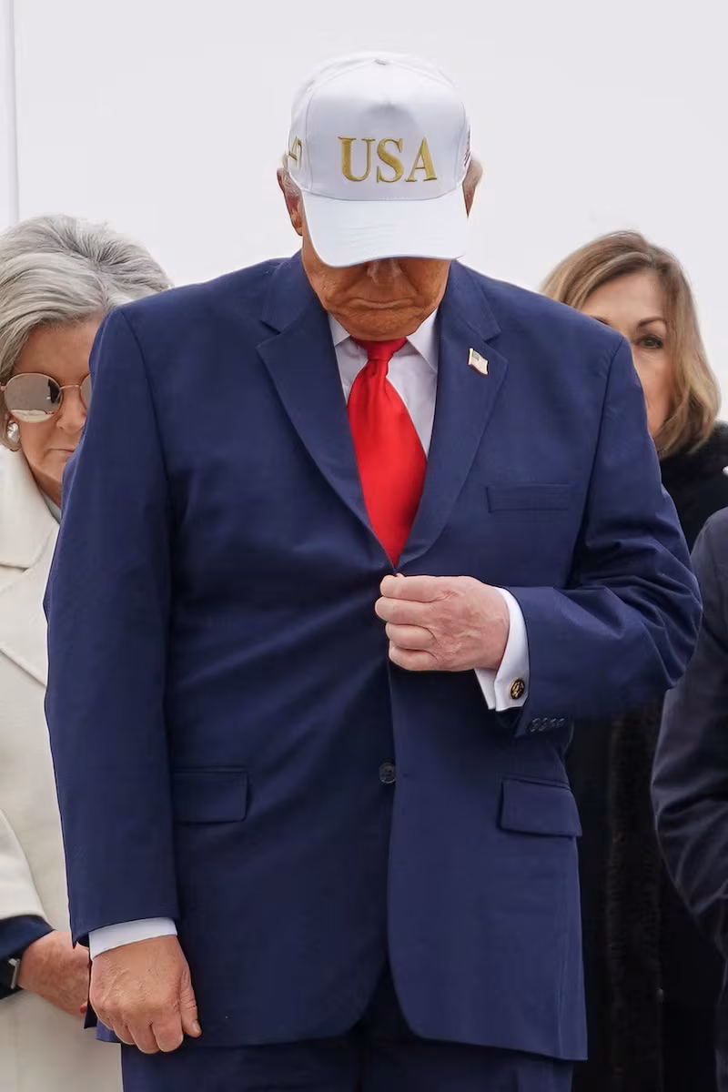U.S. President Donald Trump participates in a dignified transfer of the remains of six U.S. Army service members of the 103rd Sustainment Command.
