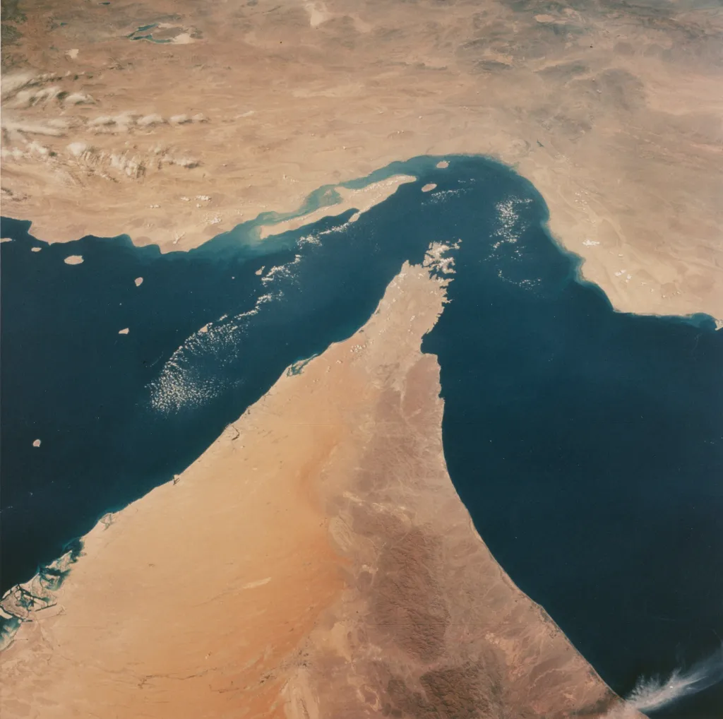 Satellite photo of the Persian Gulf and the Arabian Peninsula.