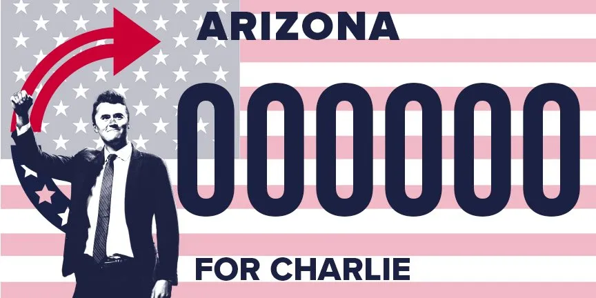 The proposed speciality Arizona license plate paying tribute to Charlie Kirk.