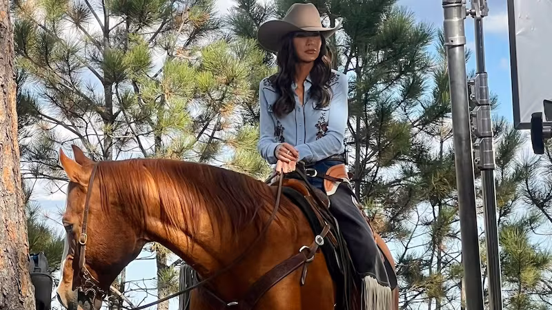 Kristi Noem films her latest for-TV ad, which has raised question's around its funding and a conflict of interest with her main spokesperson, Tricia McLaughin.