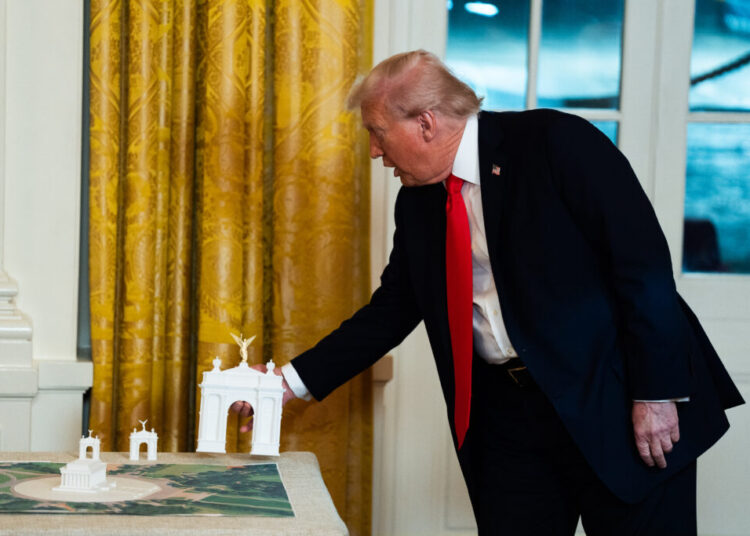 Democrats join legal challenge to Trump’s planned 250-foot arch