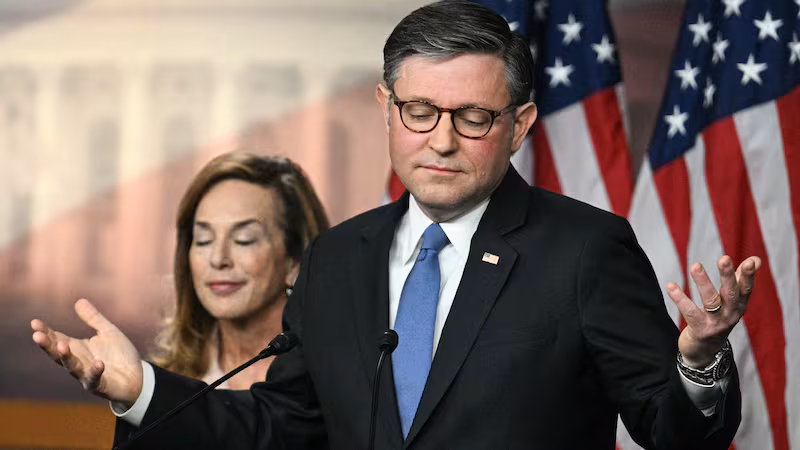 House Speaker Mike Johnson made the bizarre argument that President Donald Trump's war in Iran was actually about peace.