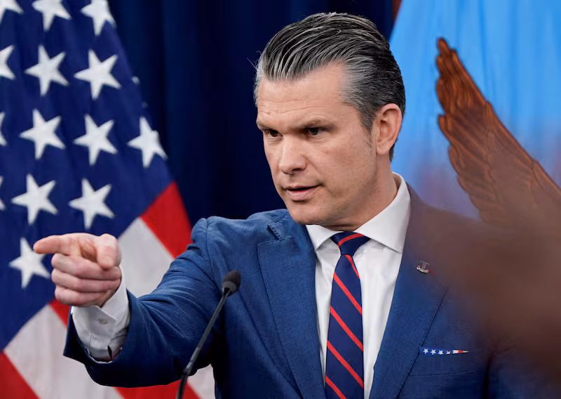 U.S. Secretary of Defense Pete Hegseth holds a briefing amid the U.S.-Israeli conflict with Iran, at the Pentagon in Washington, D.C., U.S., March 2, 2026.