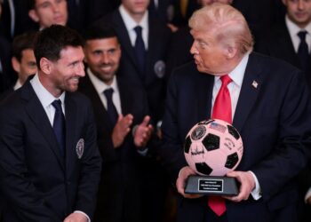 Trump riffs on war, baseball and Barron as Messi visits the White House
