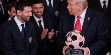 Trump riffs on war, baseball and Barron as Messi visits the White House