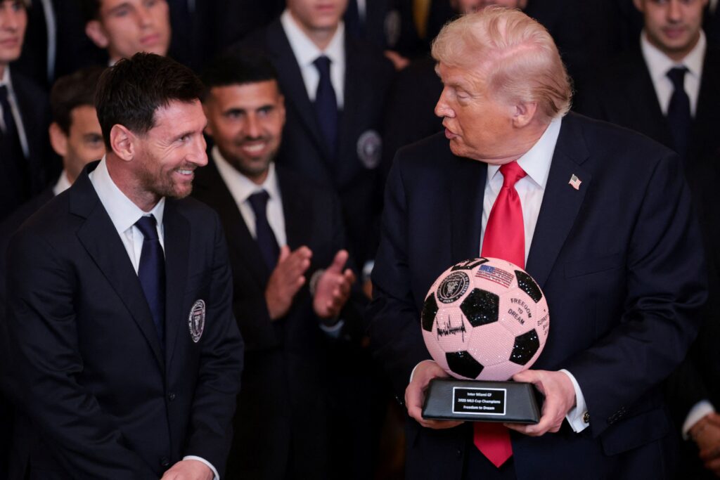Trump riffs on war, baseball and Barron as Messi visits the White House
