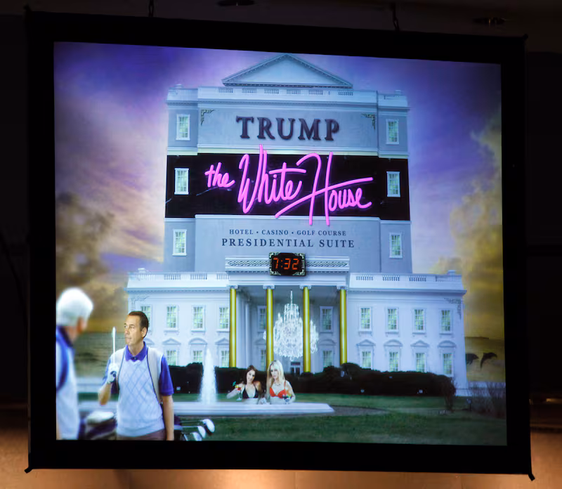 A picture shows what U.S. President Barack Obama said Donald Trump would do to the White House