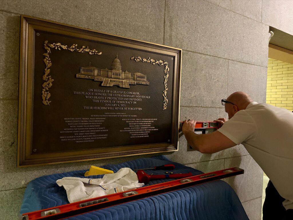 Long-delayed Jan. 6 plaque honoring police quietly erected overnight at Capitol