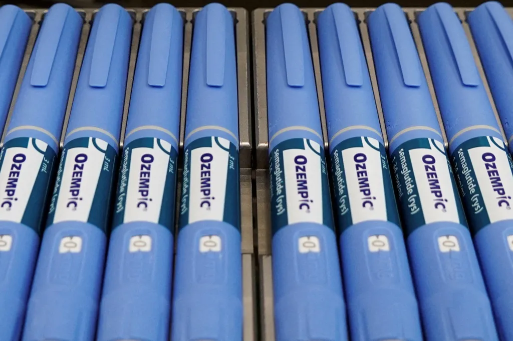 Ozempic pens on a production line.