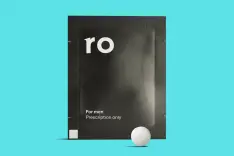 A black packet with the word Ro. and a pill beside it.