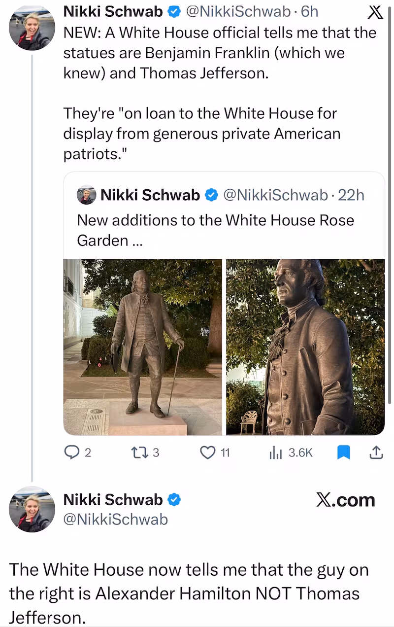 Nikki Schwab white house statues