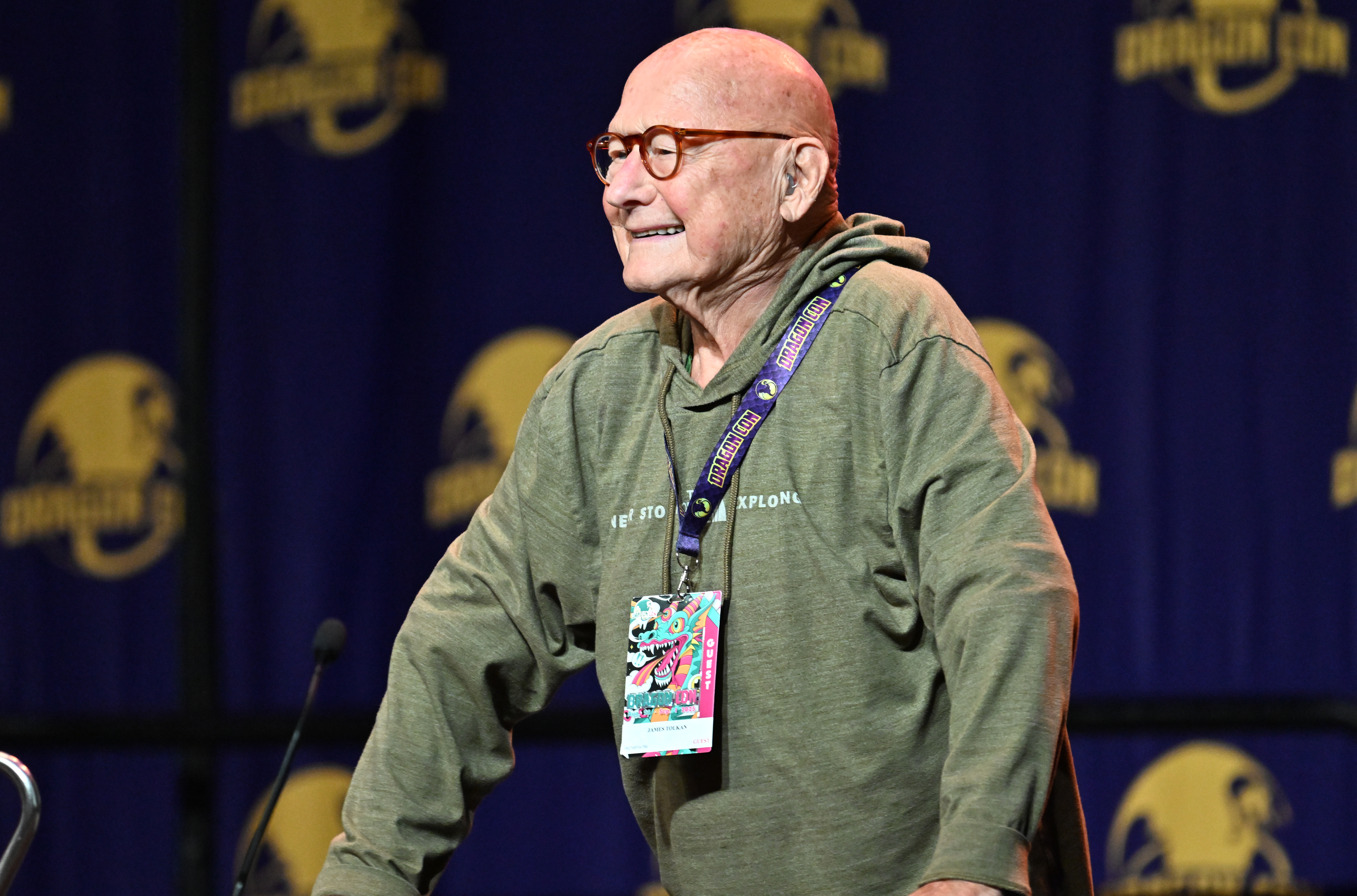 Actor James Tolkan speaks onstage at DragonCon 2025.
