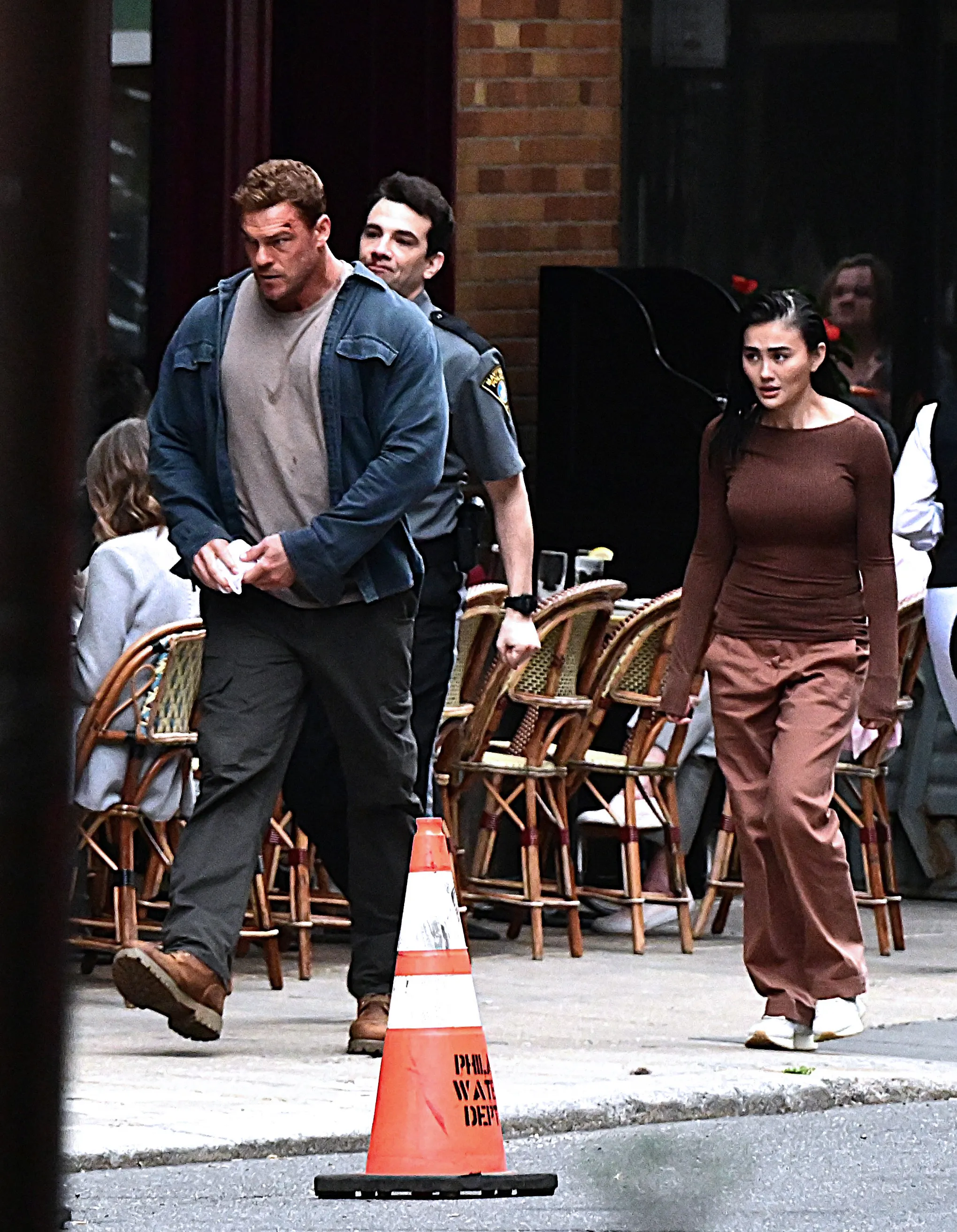 Alan Ritchson and Agnez Mo seen filming